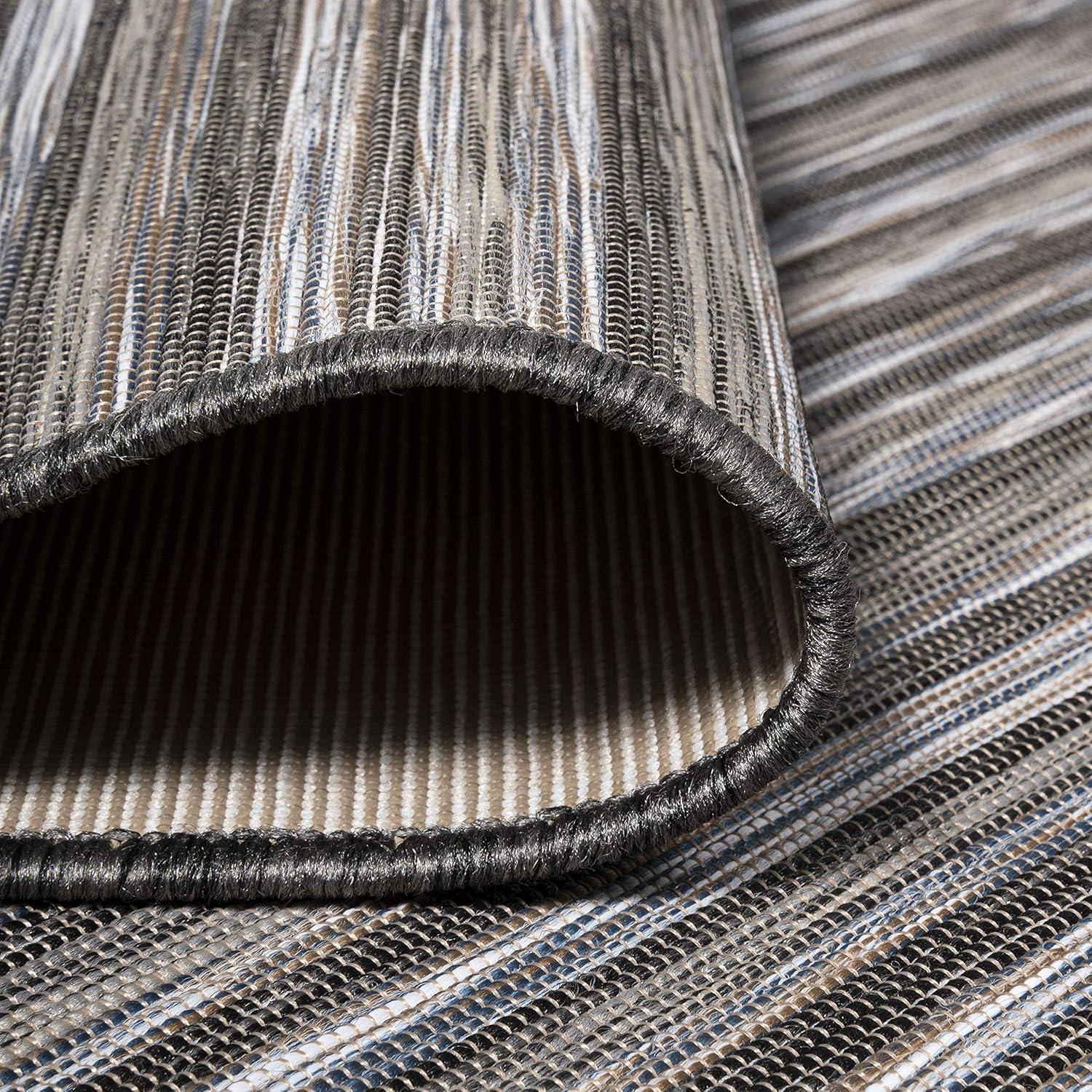 image:imageJONATHAN Y Pinstripe Indoor Outdoor Round Area Rug 6 Ft BrownNatural Finn Modern Farmhouse for Backyard Patio Porch EasyCleaning High Traffic PetFriendly NonShedding TSN102B6RDark GrayBlue