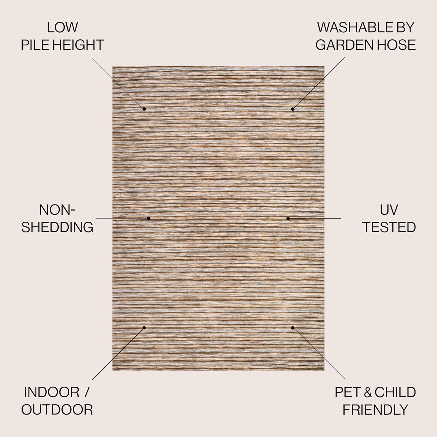image:imageJONATHAN Y Pinstripe Indoor Outdoor Round Area Rug 6 Ft BrownNatural Finn Modern Farmhouse for Backyard Patio Porch EasyCleaning High Traffic PetFriendly NonShedding TSN102B6RBrownNatural