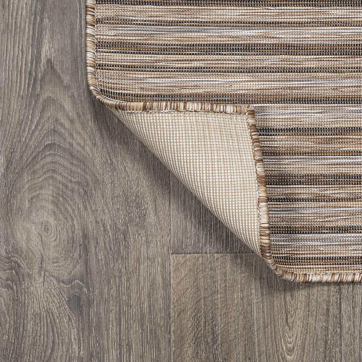 image:imageJONATHAN Y Pinstripe Indoor Outdoor Round Area Rug 6 Ft BrownNatural Finn Modern Farmhouse for Backyard Patio Porch EasyCleaning High Traffic PetFriendly NonShedding TSN102B6RBrownNatural