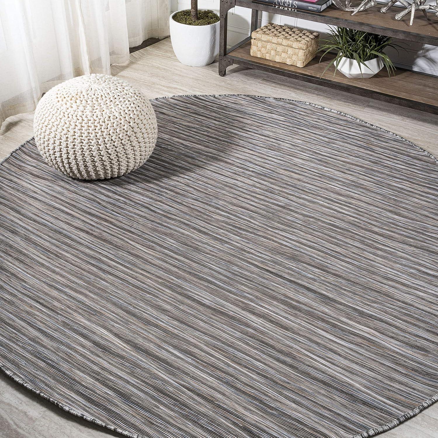 image:imageJONATHAN Y Pinstripe Indoor Outdoor Round Area Rug 6 Ft BrownNatural Finn Modern Farmhouse for Backyard Patio Porch EasyCleaning High Traffic PetFriendly NonShedding TSN102B6RDark GrayBlue