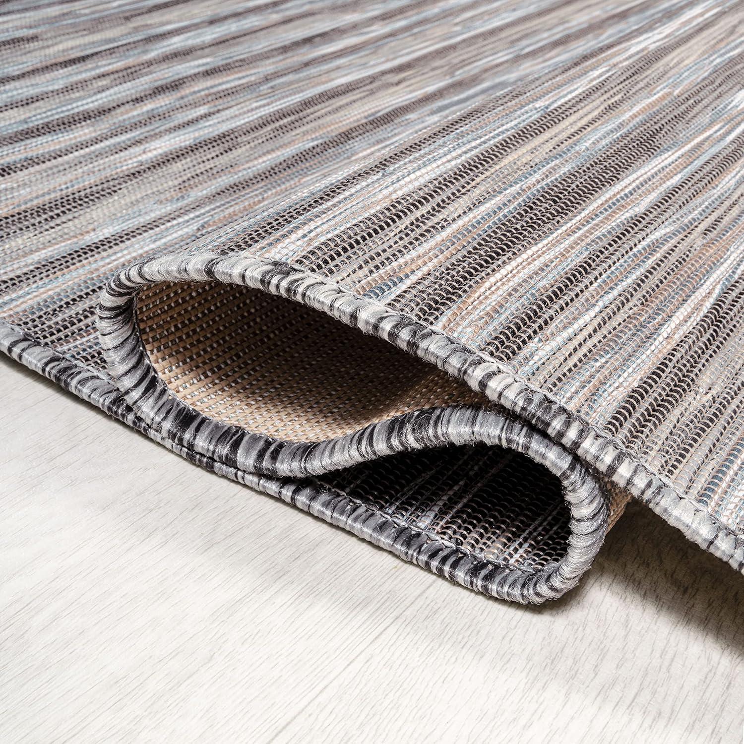 image:imageJONATHAN Y Pinstripe Indoor Outdoor Round Area Rug 6 Ft BrownNatural Finn Modern Farmhouse for Backyard Patio Porch EasyCleaning High Traffic PetFriendly NonShedding TSN102B6RDark GrayBlue