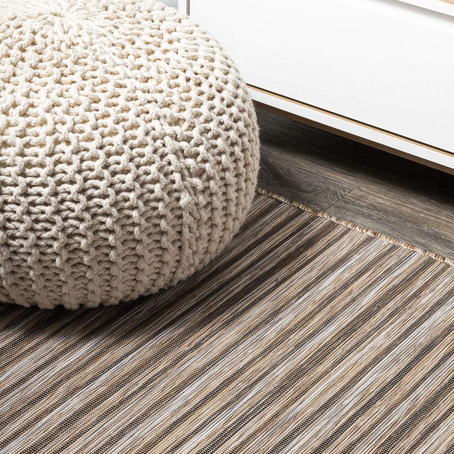 image:imageJONATHAN Y Pinstripe Indoor Outdoor Round Area Rug 6 Ft BrownNatural Finn Modern Farmhouse for Backyard Patio Porch EasyCleaning High Traffic PetFriendly NonShedding TSN102B6RBrownNatural
