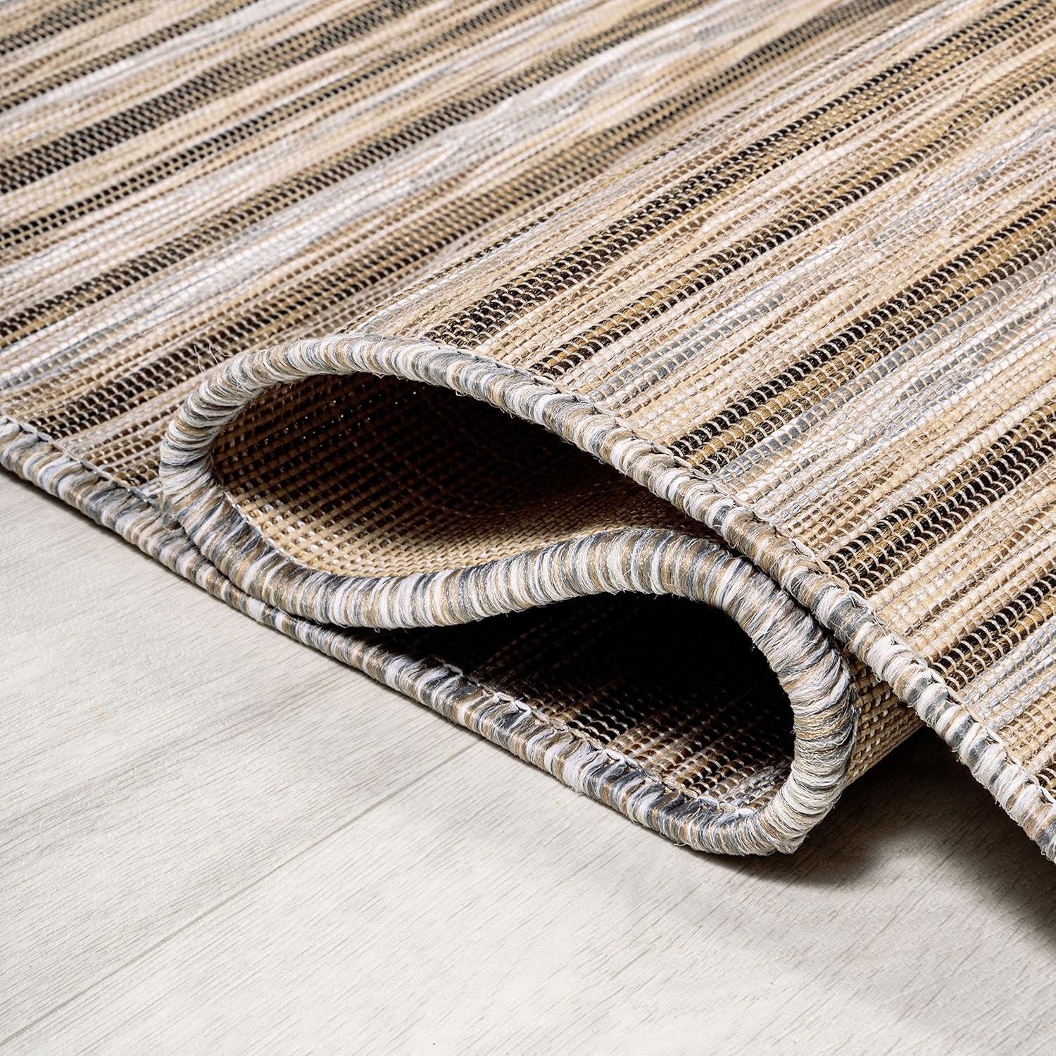 image:imageJONATHAN Y Pinstripe Indoor Outdoor Round Area Rug 6 Ft BrownNatural Finn Modern Farmhouse for Backyard Patio Porch EasyCleaning High Traffic PetFriendly NonShedding TSN102B6RBrownNatural
