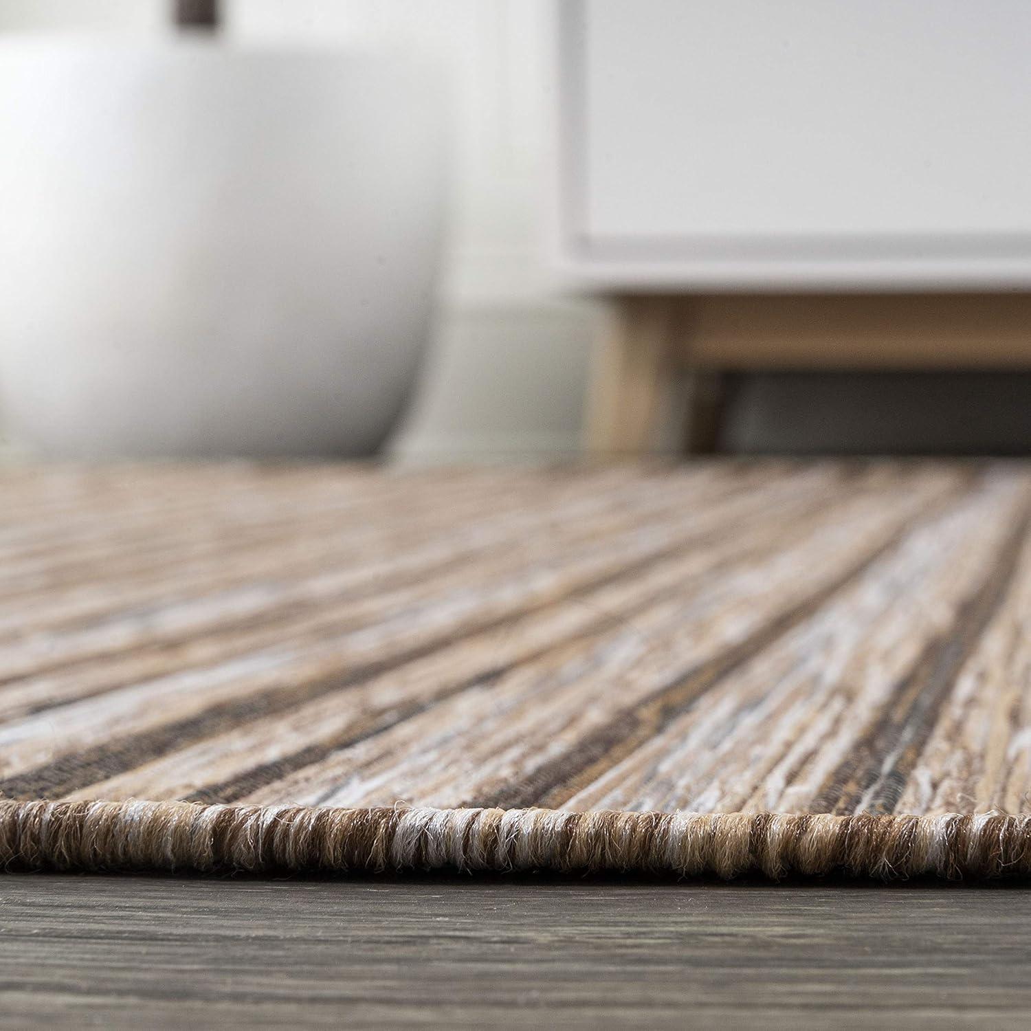 image:imageJONATHAN Y Pinstripe Indoor Outdoor Round Area Rug 6 Ft BrownNatural Finn Modern Farmhouse for Backyard Patio Porch EasyCleaning High Traffic PetFriendly NonShedding TSN102B6RBrownNatural
