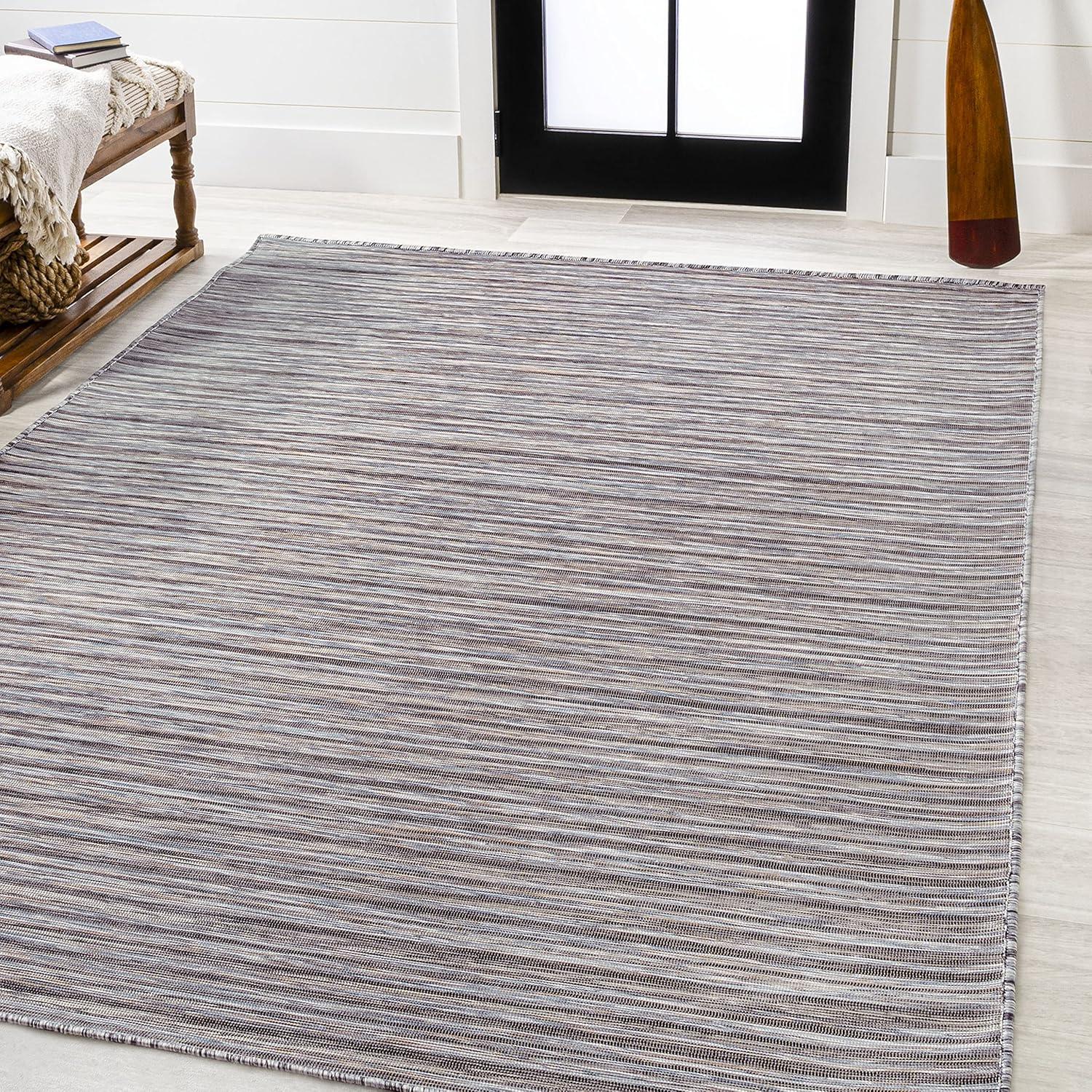 image:imageJONATHAN Y Pinstripe Indoor Outdoor Round Area Rug 6 Ft BrownNatural Finn Modern Farmhouse for Backyard Patio Porch EasyCleaning High Traffic PetFriendly NonShedding TSN102B6RDark GrayBlue