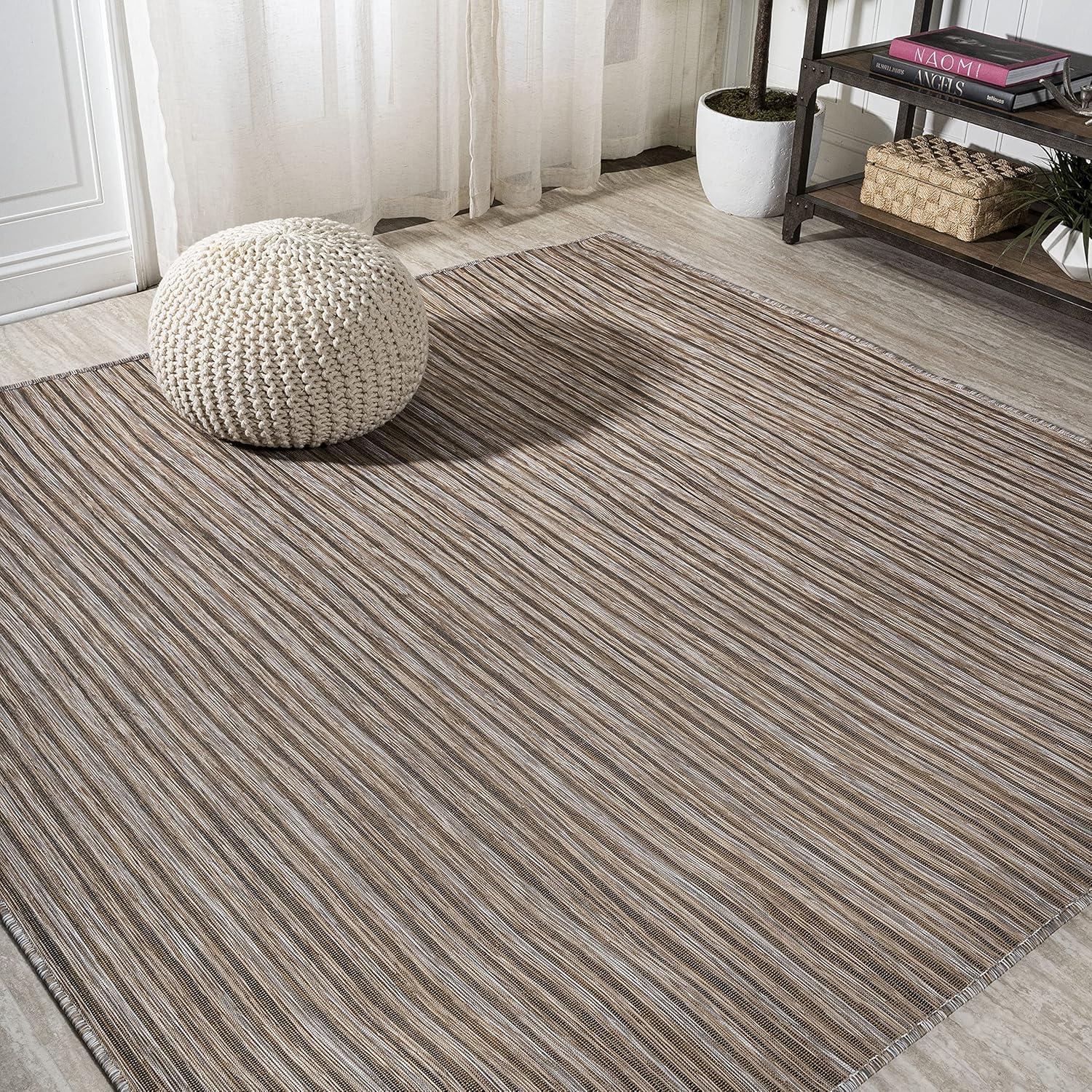 image:imageJONATHAN Y Pinstripe Indoor Outdoor Round Area Rug 6 Ft BrownNatural Finn Modern Farmhouse for Backyard Patio Porch EasyCleaning High Traffic PetFriendly NonShedding TSN102B6RBrownNatural