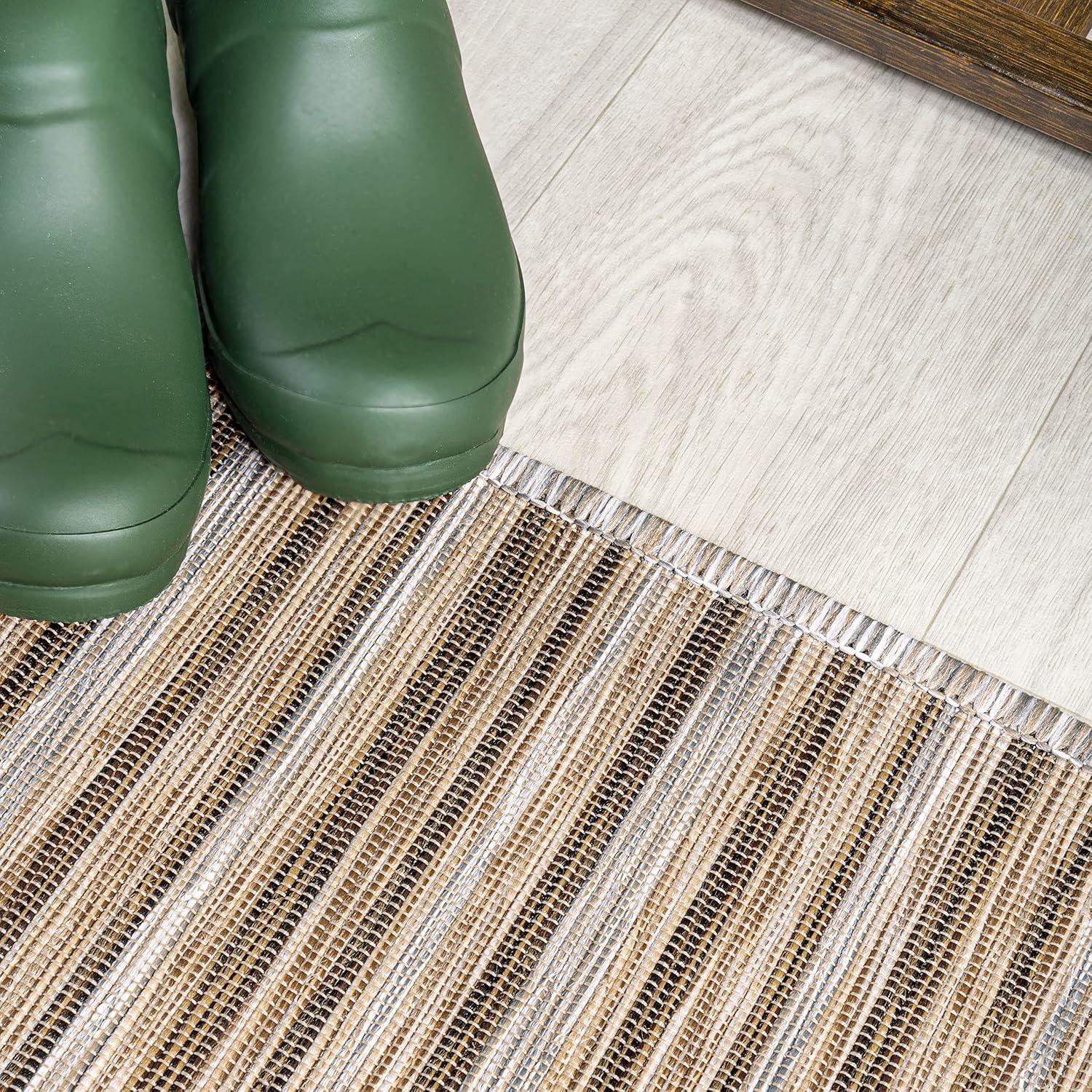 image:imageJONATHAN Y Pinstripe Indoor Outdoor Round Area Rug 6 Ft BrownNatural Finn Modern Farmhouse for Backyard Patio Porch EasyCleaning High Traffic PetFriendly NonShedding TSN102B6RBrownNatural