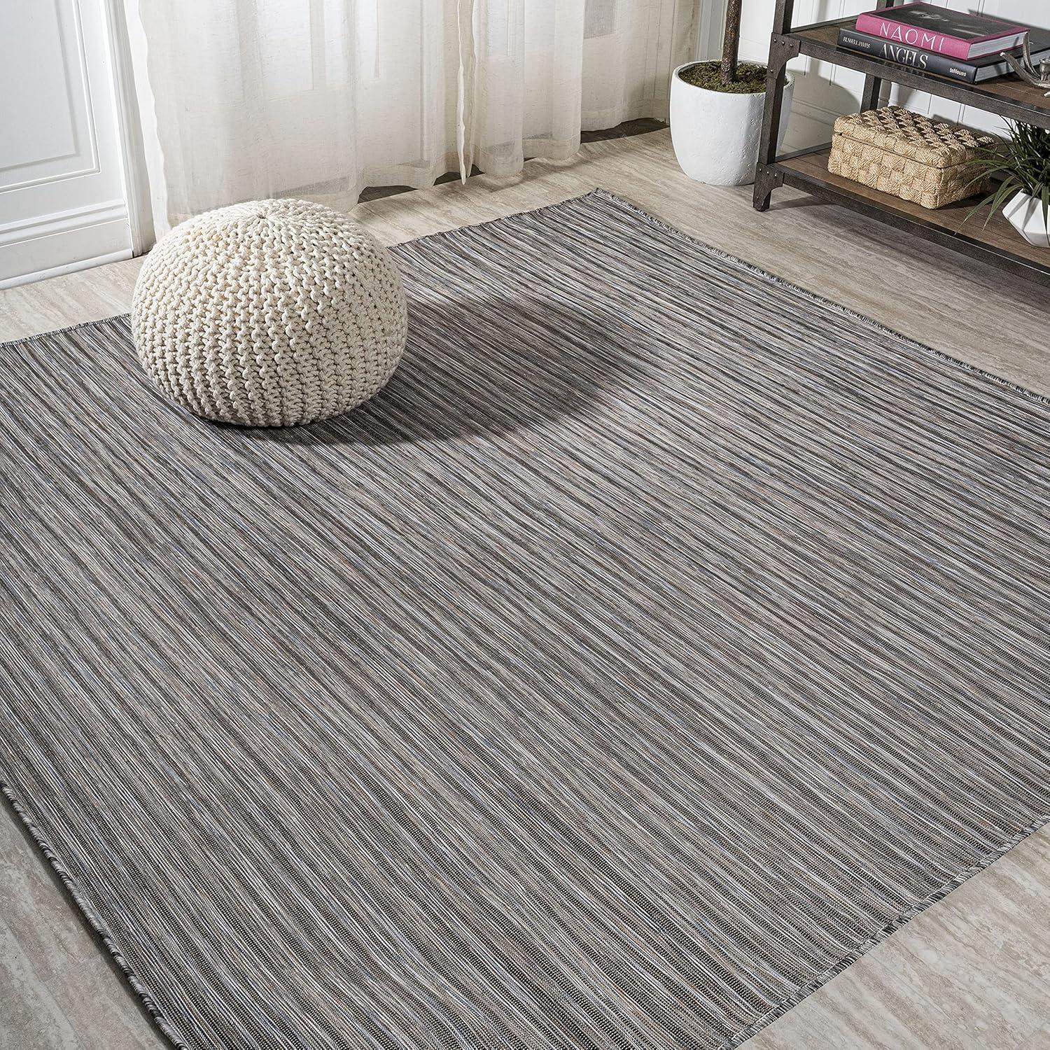 image:imageJONATHAN Y Pinstripe Indoor Outdoor Round Area Rug 6 Ft BrownNatural Finn Modern Farmhouse for Backyard Patio Porch EasyCleaning High Traffic PetFriendly NonShedding TSN102B6RDark GrayBlue