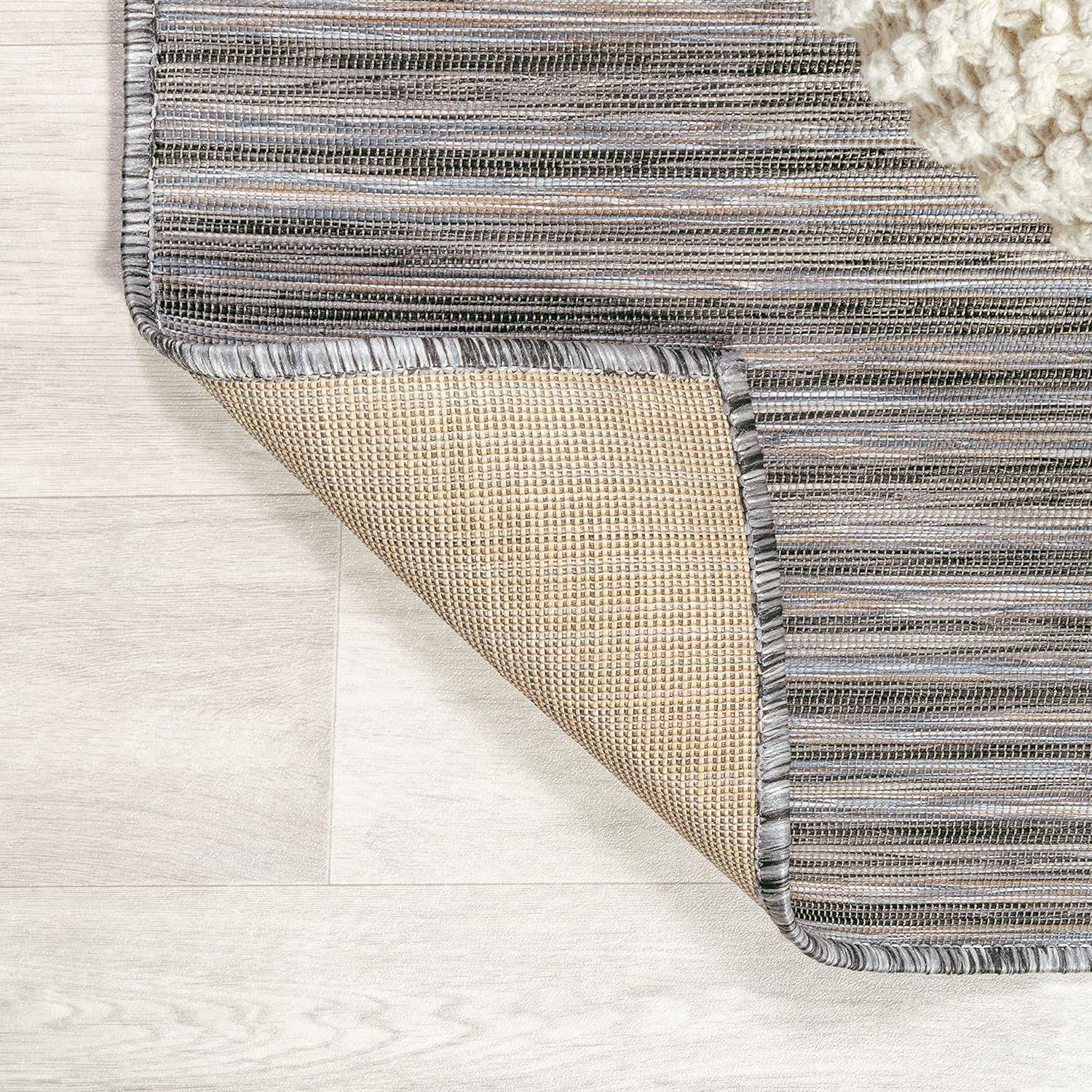 image:imageJONATHAN Y Pinstripe Indoor Outdoor Round Area Rug 6 Ft BrownNatural Finn Modern Farmhouse for Backyard Patio Porch EasyCleaning High Traffic PetFriendly NonShedding TSN102B6RDark GrayBlue