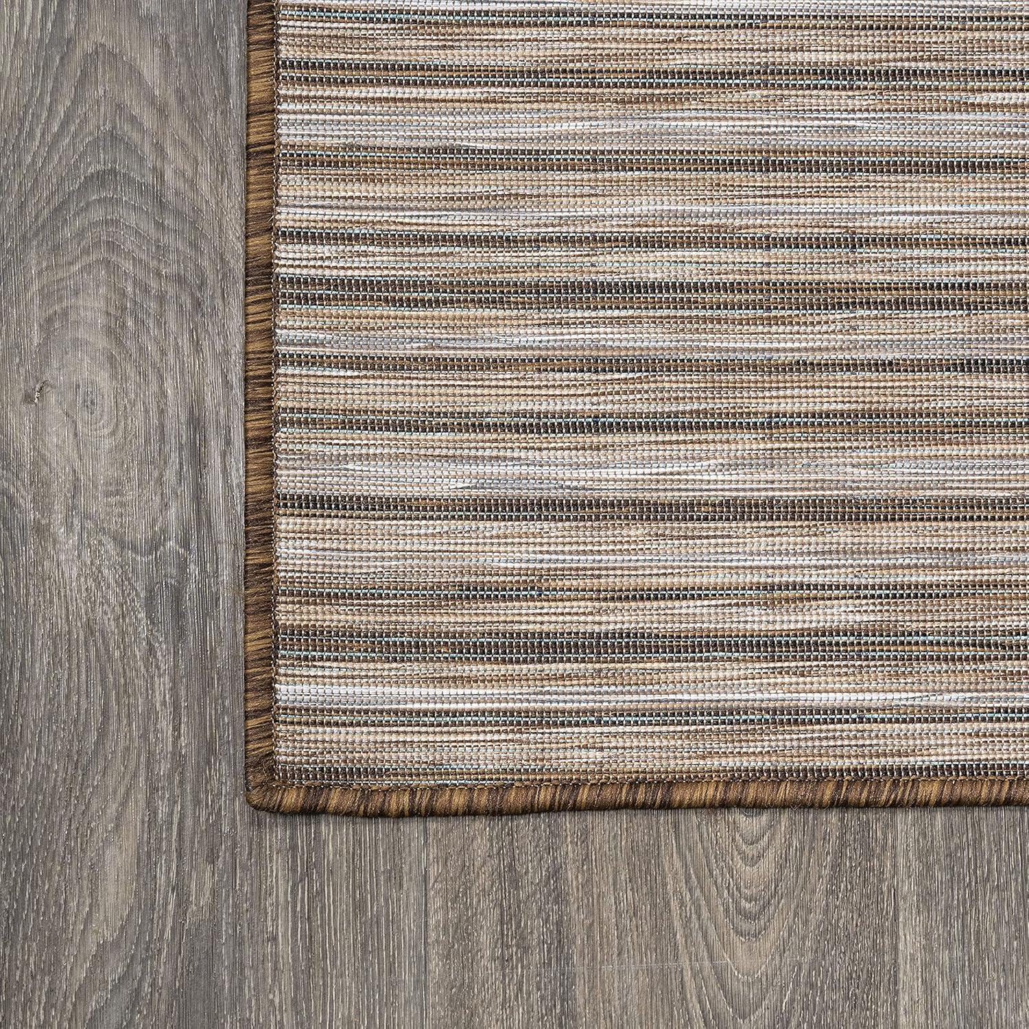 image:imageJONATHAN Y Pinstripe Indoor Outdoor Round Area Rug 6 Ft NaturalBrown Finn Modern Farmhouse for Backyard Patio Porch EasyCleaning High Traffic PetFriendly NonShedding TSN103A6R67 x 67 Square