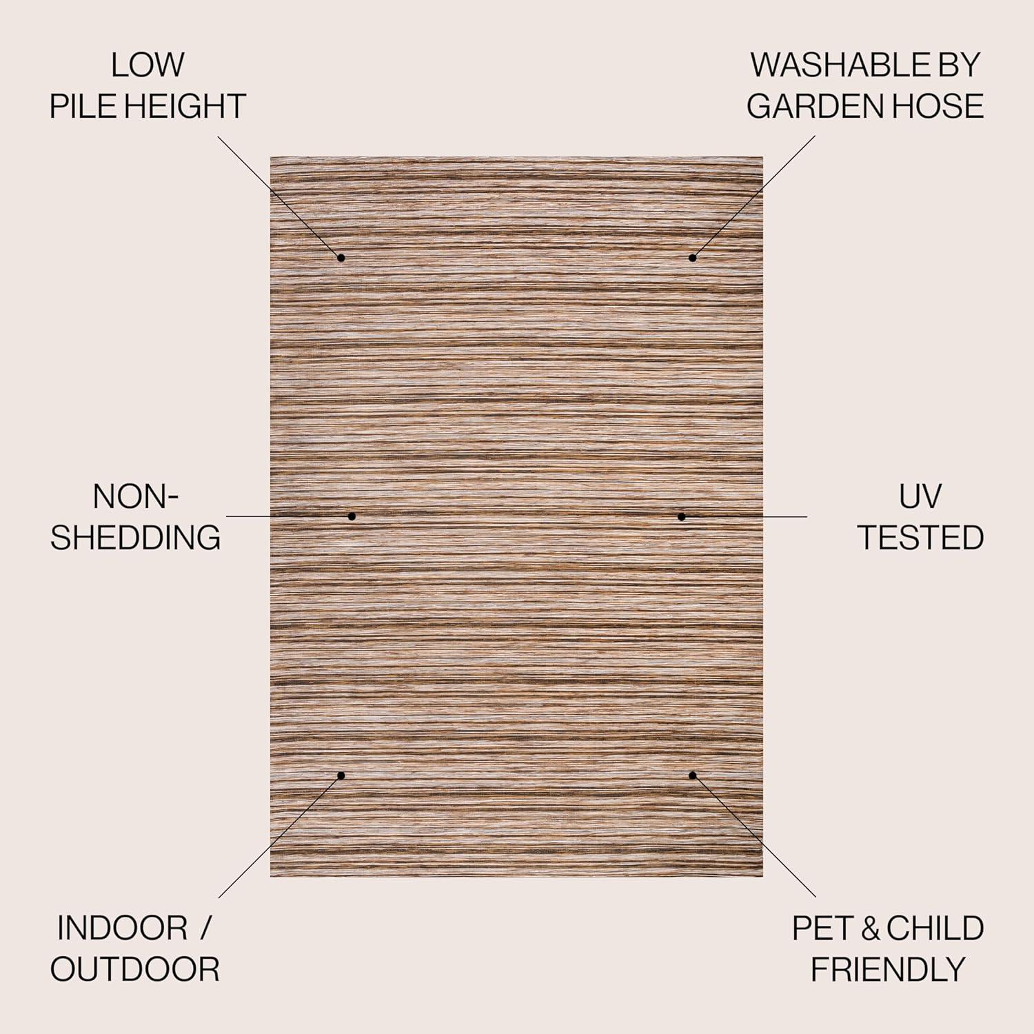 image:imageJONATHAN Y Pinstripe Indoor Outdoor Round Area Rug 6 Ft NaturalBrown Finn Modern Farmhouse for Backyard Patio Porch EasyCleaning High Traffic PetFriendly NonShedding TSN103A6R3 x 5 Rectangular