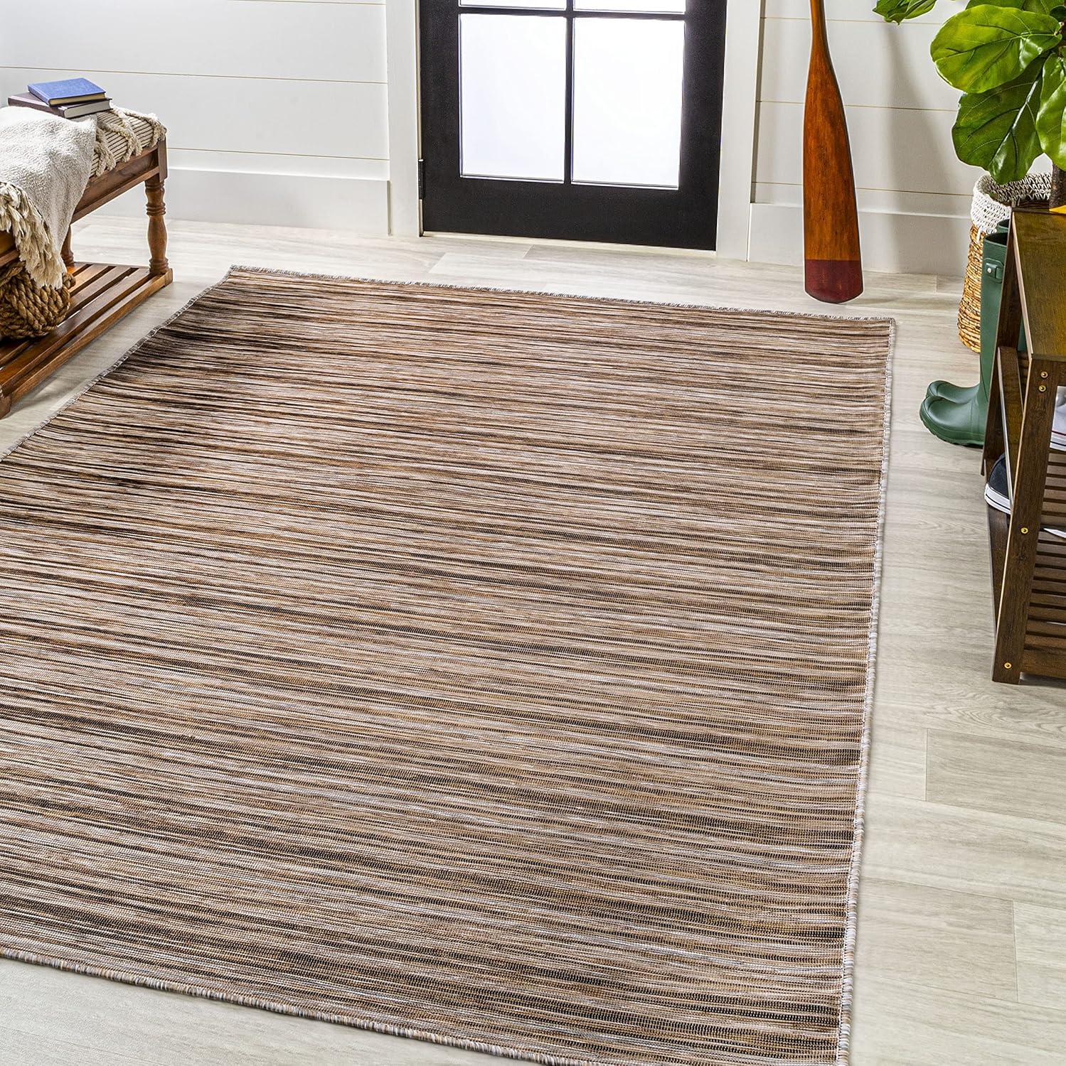 image:imageJONATHAN Y Pinstripe Indoor Outdoor Round Area Rug 6 Ft NaturalBrown Finn Modern Farmhouse for Backyard Patio Porch EasyCleaning High Traffic PetFriendly NonShedding TSN103A6R4 x 6 Rectangular