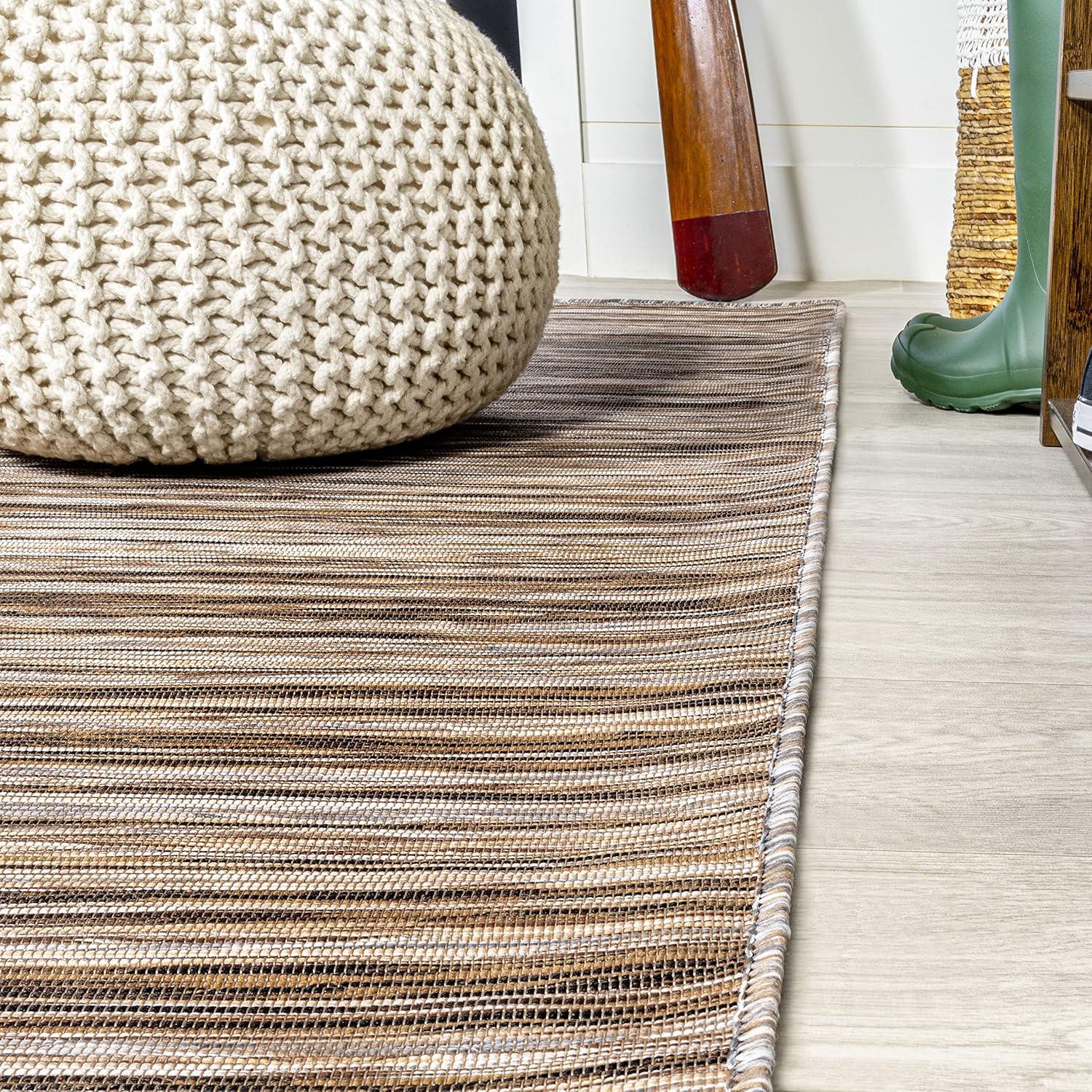 image:imageJONATHAN Y Pinstripe Indoor Outdoor Round Area Rug 6 Ft NaturalBrown Finn Modern Farmhouse for Backyard Patio Porch EasyCleaning High Traffic PetFriendly NonShedding TSN103A6R3 x 5 Rectangular
