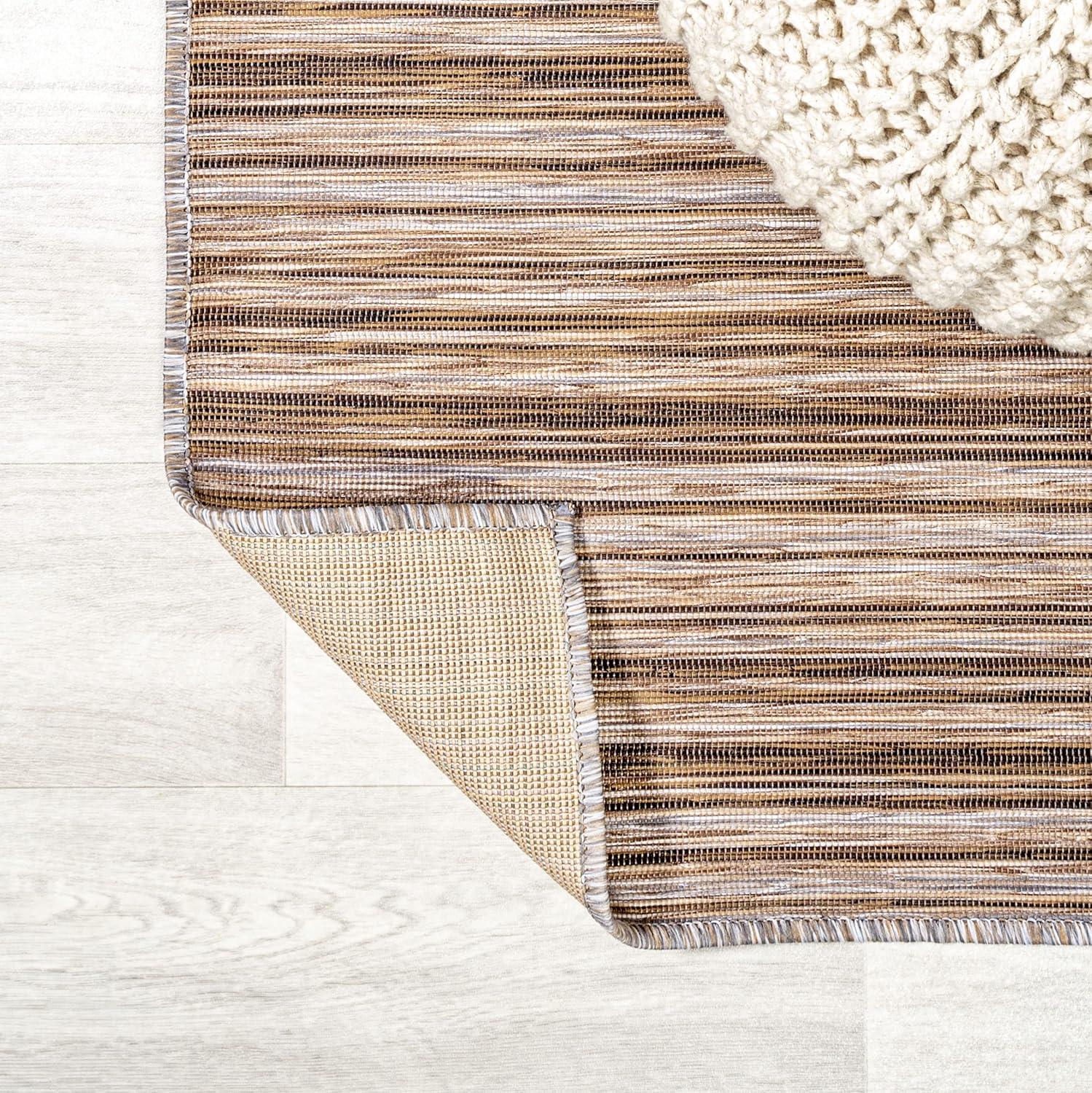 image:imageJONATHAN Y Pinstripe Indoor Outdoor Round Area Rug 6 Ft NaturalBrown Finn Modern Farmhouse for Backyard Patio Porch EasyCleaning High Traffic PetFriendly NonShedding TSN103A6R3 x 5 Rectangular