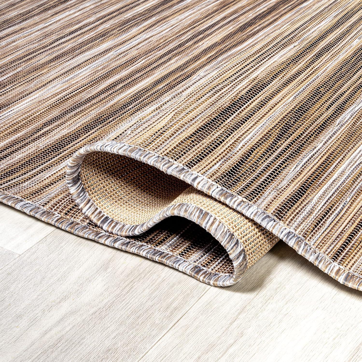 image:imageJONATHAN Y Pinstripe Indoor Outdoor Round Area Rug 6 Ft NaturalBrown Finn Modern Farmhouse for Backyard Patio Porch EasyCleaning High Traffic PetFriendly NonShedding TSN103A6R53 x 76 Rectangular