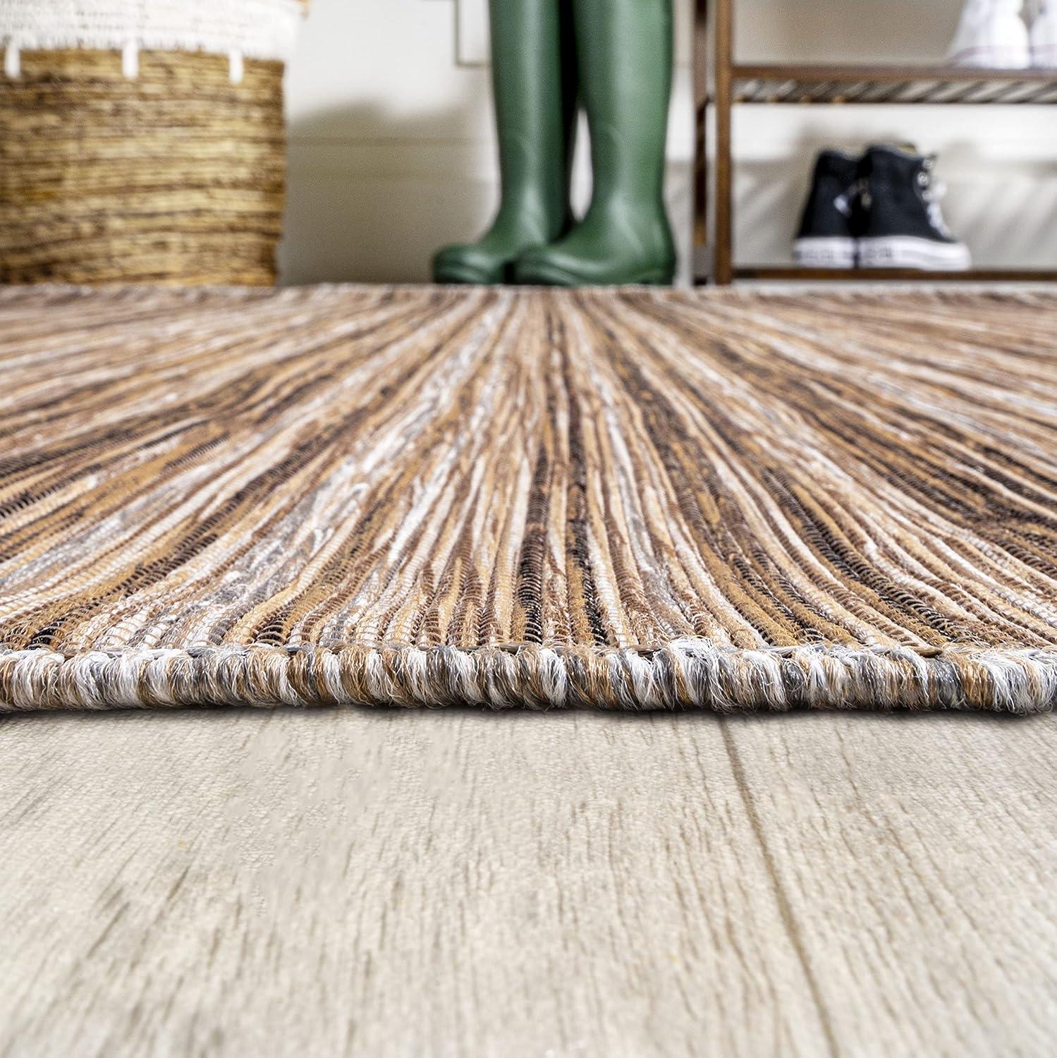 image:imageJONATHAN Y Pinstripe Indoor Outdoor Round Area Rug 6 Ft NaturalBrown Finn Modern Farmhouse for Backyard Patio Porch EasyCleaning High Traffic PetFriendly NonShedding TSN103A6R3 x 5 Rectangular