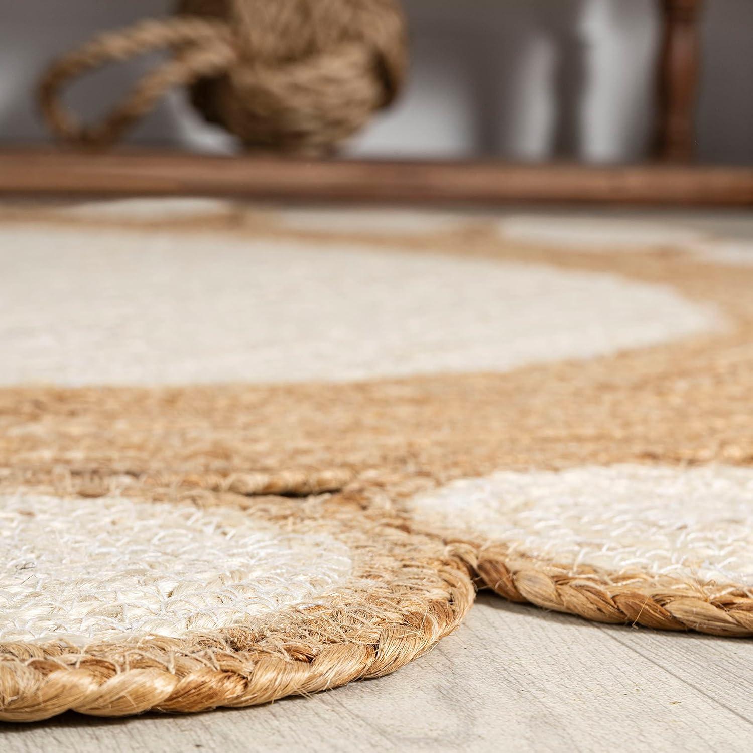 image:imageJONATHAN Y Skye TwoTone Jute Circle CreamNatural 5 Round Indoor Area Rug Geometric Cottage EasyCleaning for Living Room Bedroom Kitchen Pet Friendly NonShedding RNF113A5R61 Round