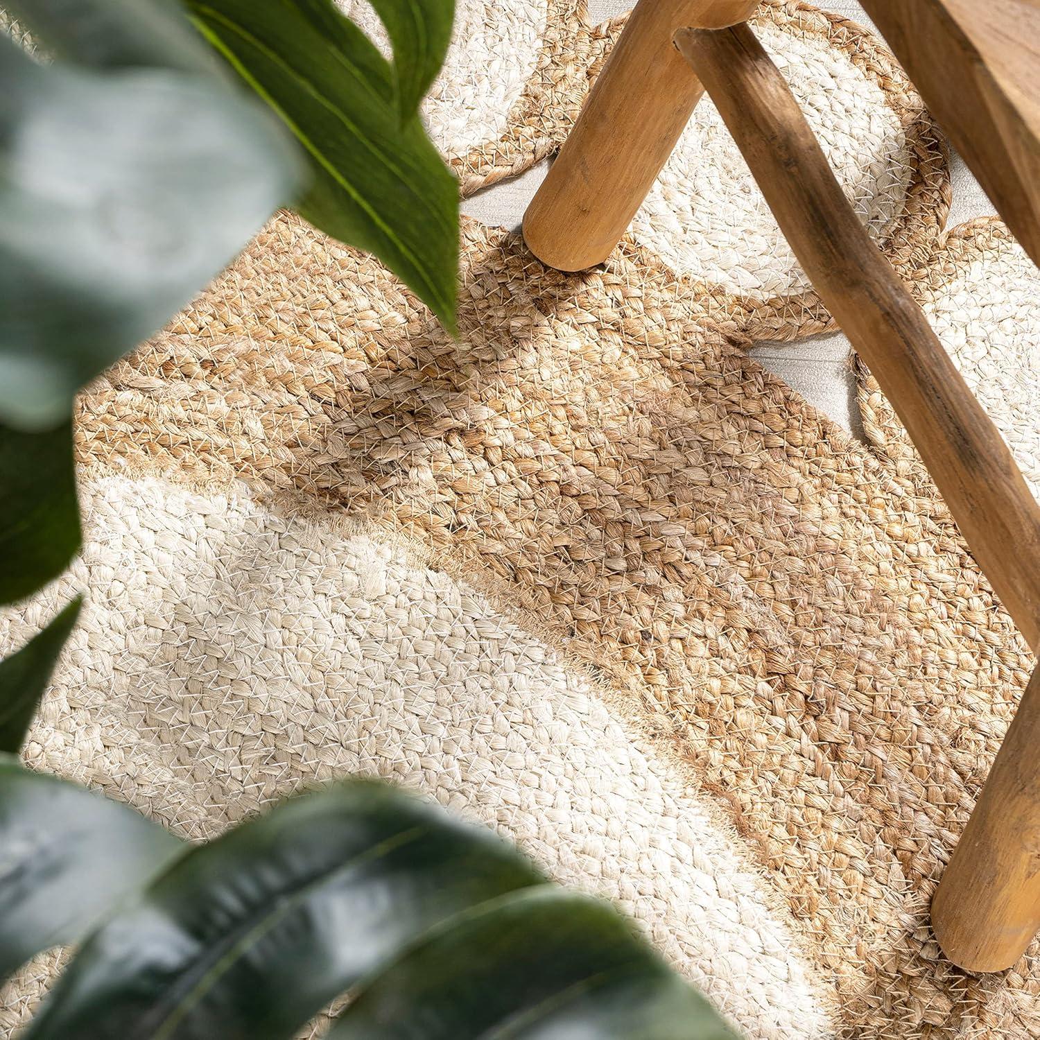 image:imageJONATHAN Y Skye TwoTone Jute Circle CreamNatural 5 Round Indoor Area Rug Geometric Cottage EasyCleaning for Living Room Bedroom Kitchen Pet Friendly NonShedding RNF113A5R61 Round