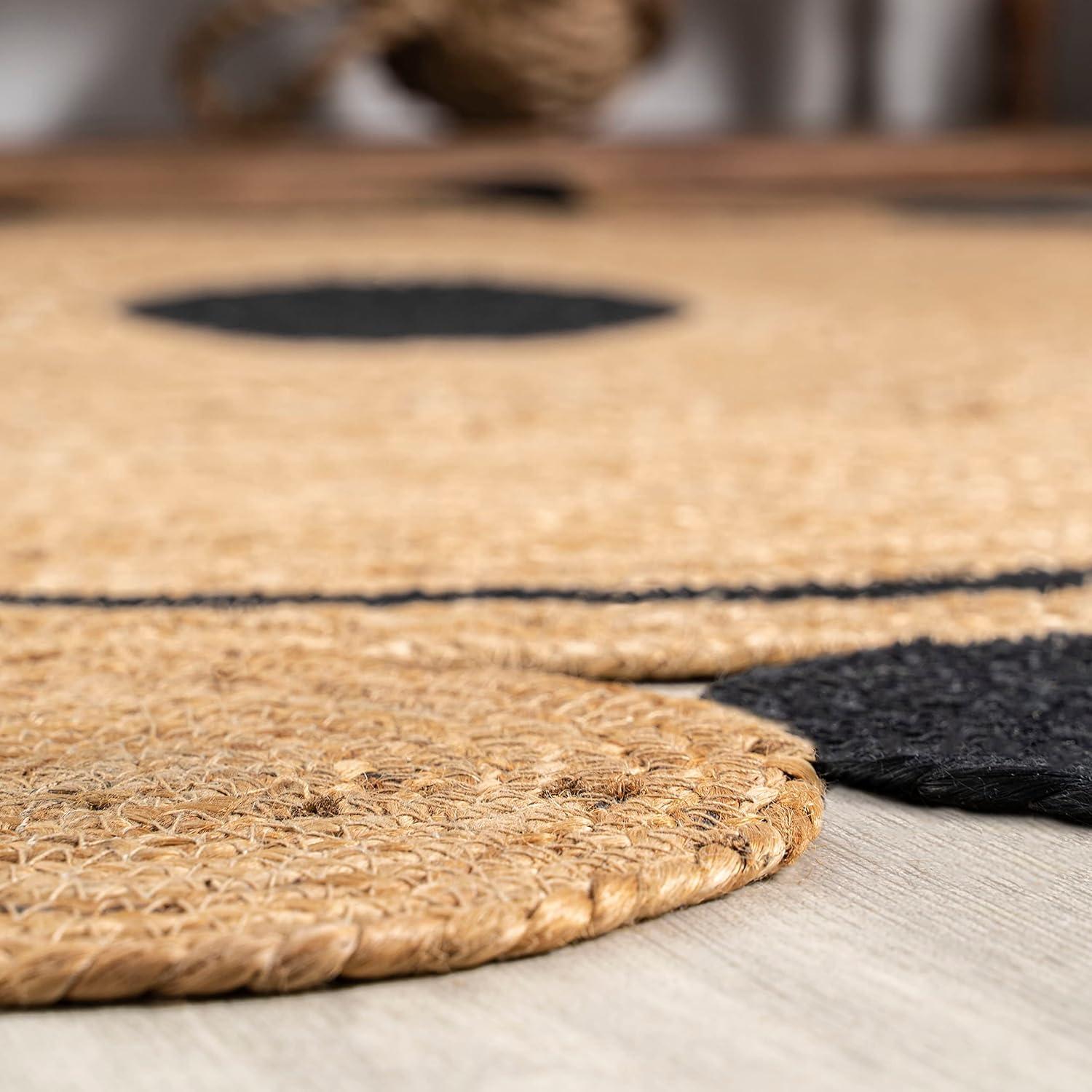 image:imageJONATHAN Y TwoTone Jute Circle Medallion BlackNatural 5 Round Indoor Area Rug Aurora Hippy Cottage EasyCleaning for Living Room Bedroom Kitchen Pet Friendly NonShedding RNF109A5R51 Round