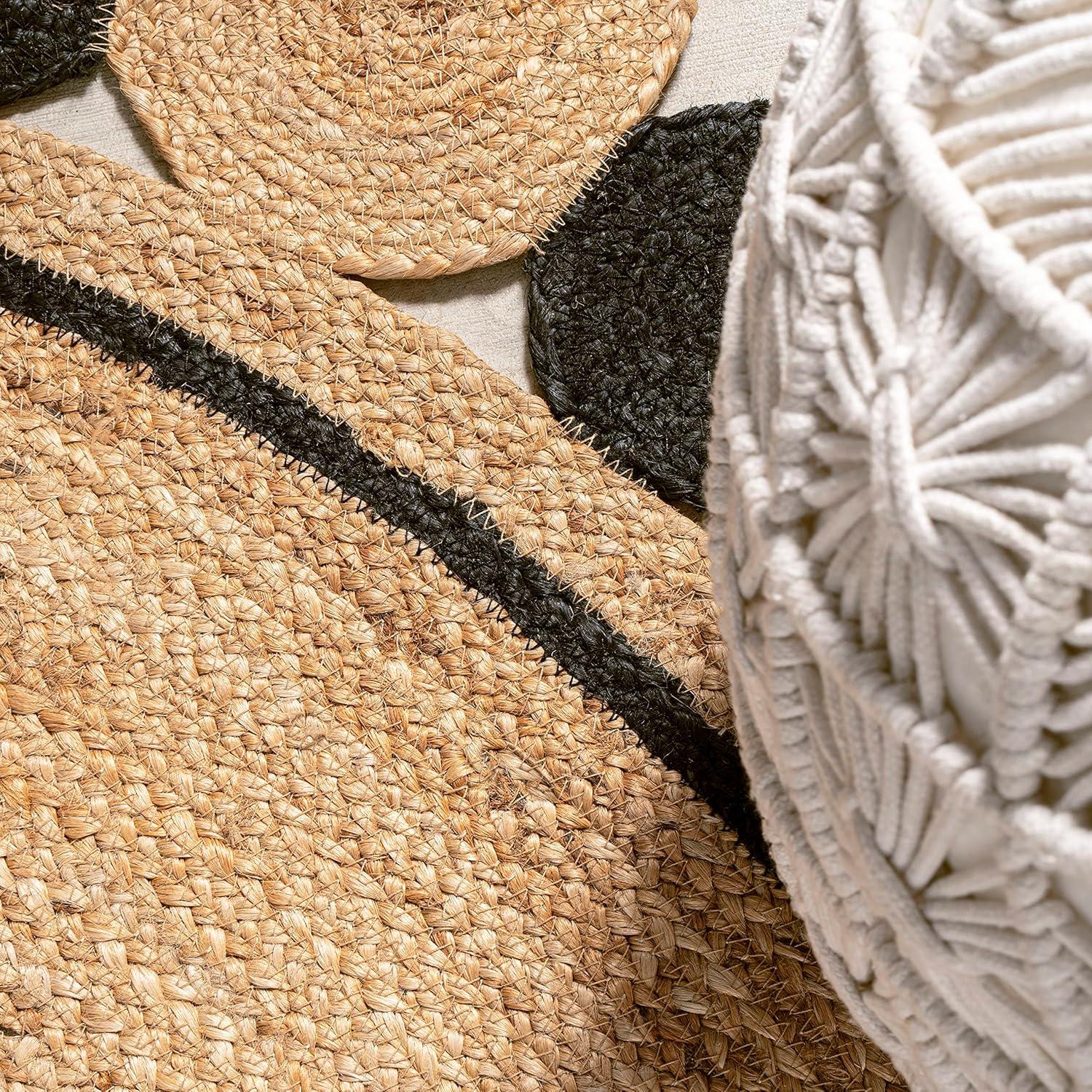 image:imageJONATHAN Y TwoTone Jute Circle Medallion BlackNatural 5 Round Indoor Area Rug Aurora Hippy Cottage EasyCleaning for Living Room Bedroom Kitchen Pet Friendly NonShedding RNF109A5R41 Round
