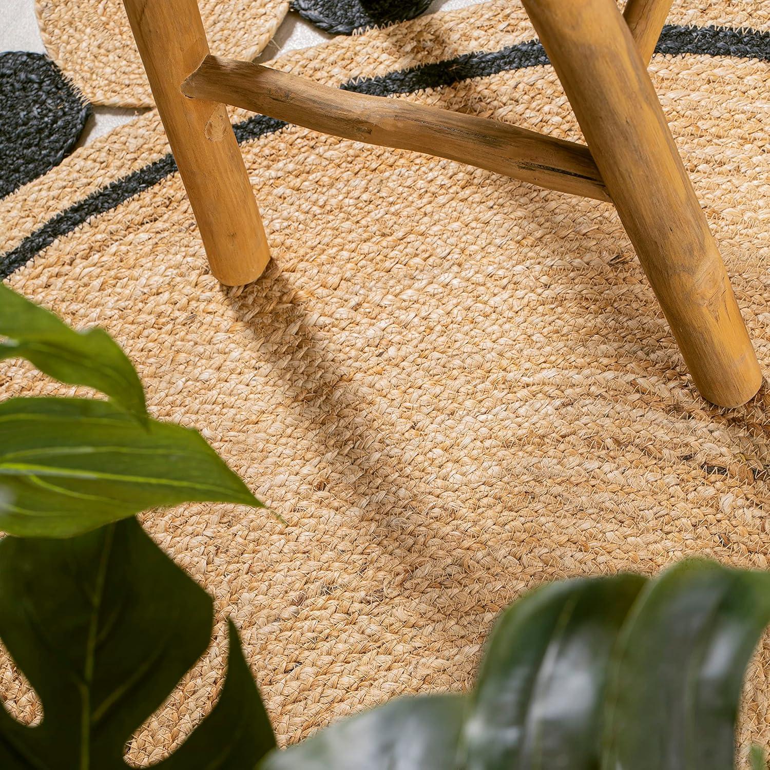 image:imageJONATHAN Y TwoTone Jute Circle Medallion BlackNatural 5 Round Indoor Area Rug Aurora Hippy Cottage EasyCleaning for Living Room Bedroom Kitchen Pet Friendly NonShedding RNF109A5R41 Round
