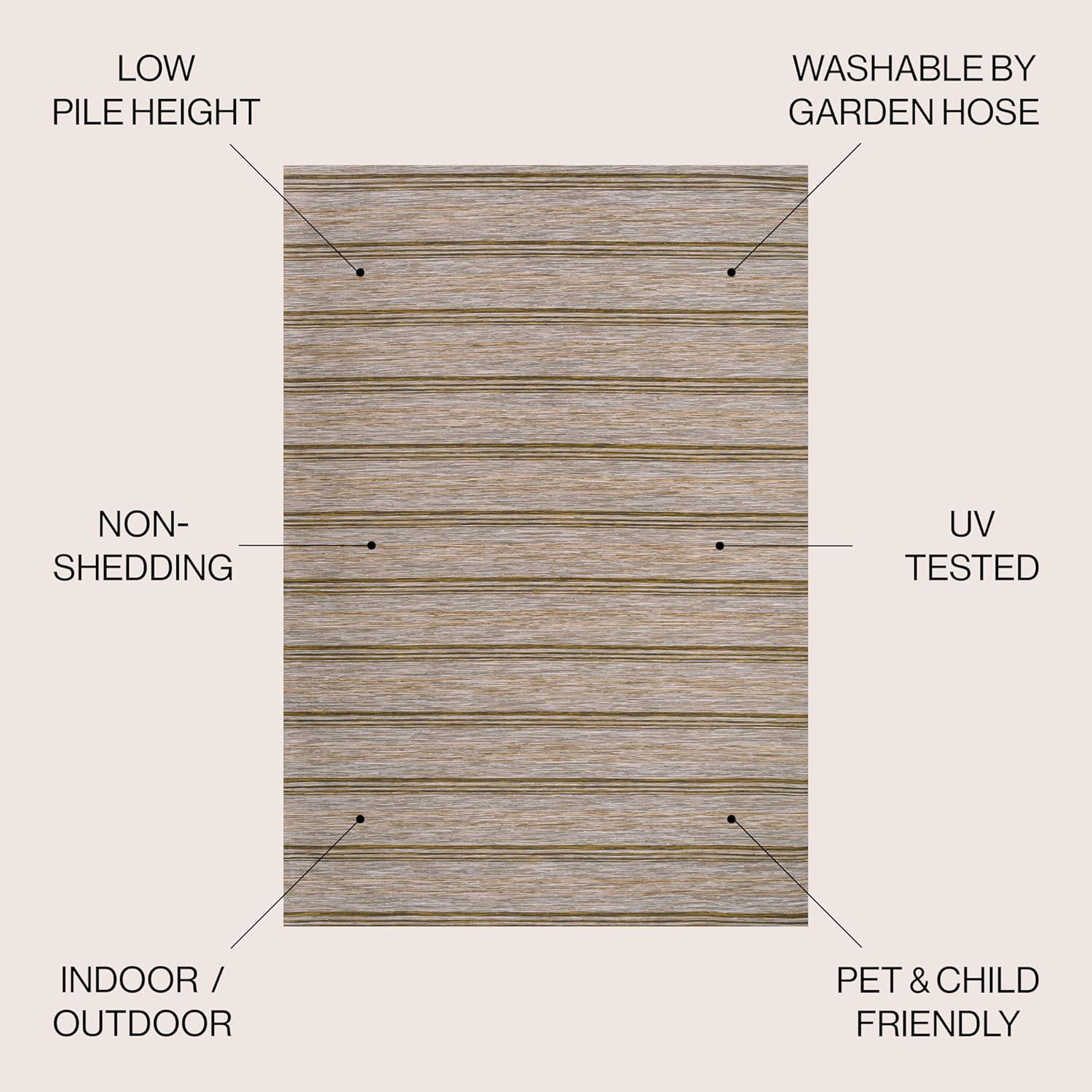 image:imageJONATHAN Y Wide Stripe Indoor Outdoor Round Area Rug 6 Ft BrownNatural Bo Modern Farmhouse for Backyard Patio Porch EasyCleaning High Traffic PetFriendly NonShedding TSN101A6R3 x 5 Rectangular