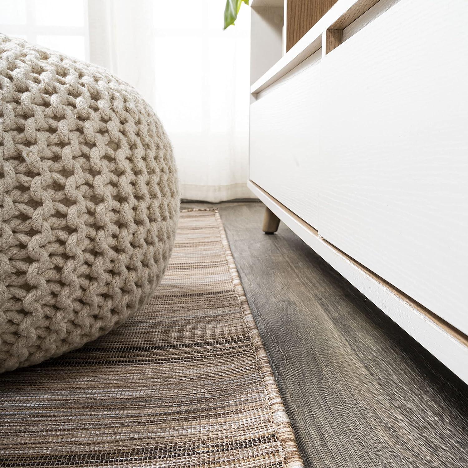 image:imageJONATHAN Y Wide Stripe Indoor Outdoor Round Area Rug 6 Ft BrownNatural Bo Modern Farmhouse for Backyard Patio Porch EasyCleaning High Traffic PetFriendly NonShedding TSN101A6R67 x 67 Square