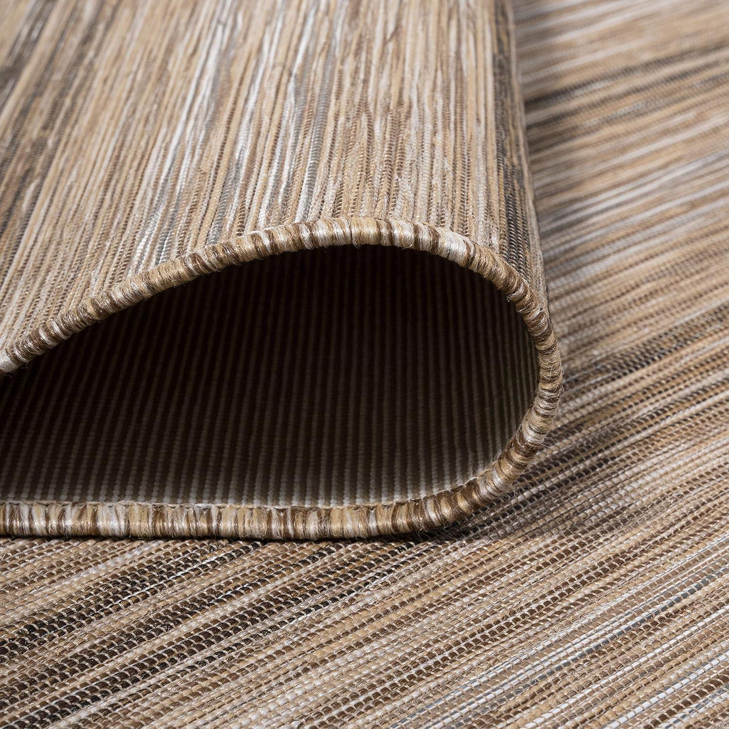 image:imageJONATHAN Y Wide Stripe Indoor Outdoor Round Area Rug 6 Ft BrownNatural Bo Modern Farmhouse for Backyard Patio Porch EasyCleaning High Traffic PetFriendly NonShedding TSN101A6R67 Round