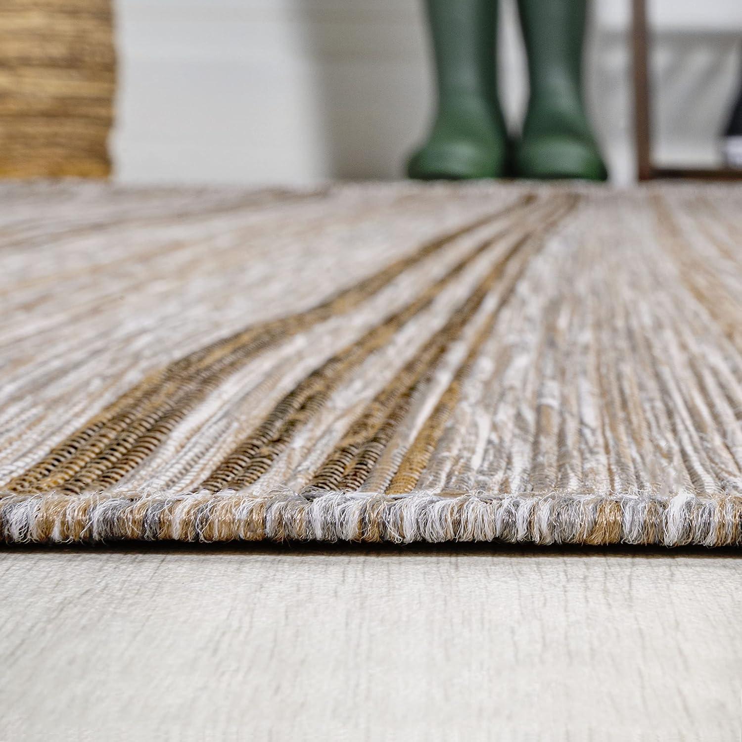 image:imageJONATHAN Y Wide Stripe Indoor Outdoor Round Area Rug 6 Ft BrownNatural Bo Modern Farmhouse for Backyard Patio Porch EasyCleaning High Traffic PetFriendly NonShedding TSN101A6R3 x 5 Rectangular