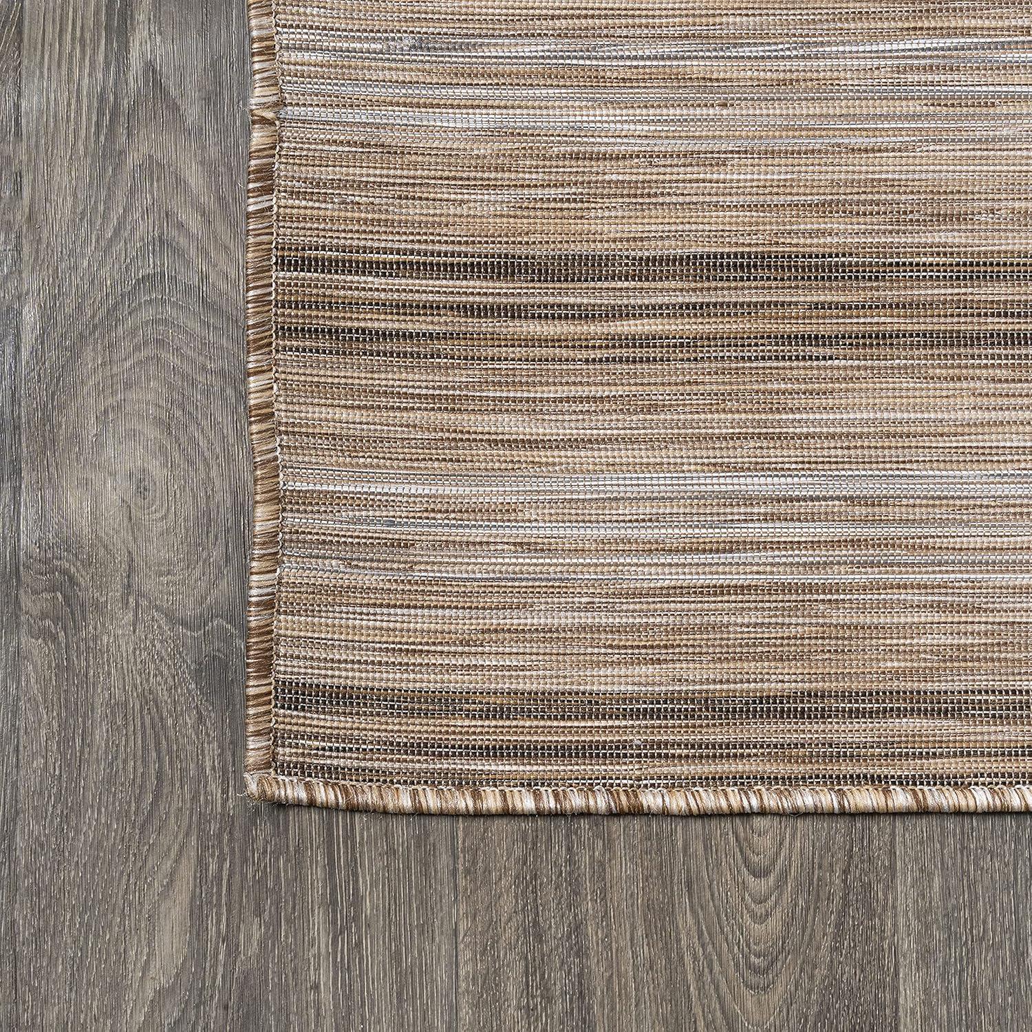 image:imageJONATHAN Y Wide Stripe Indoor Outdoor Round Area Rug 6 Ft BrownNatural Bo Modern Farmhouse for Backyard Patio Porch EasyCleaning High Traffic PetFriendly NonShedding TSN101A6R67 x 67 Square