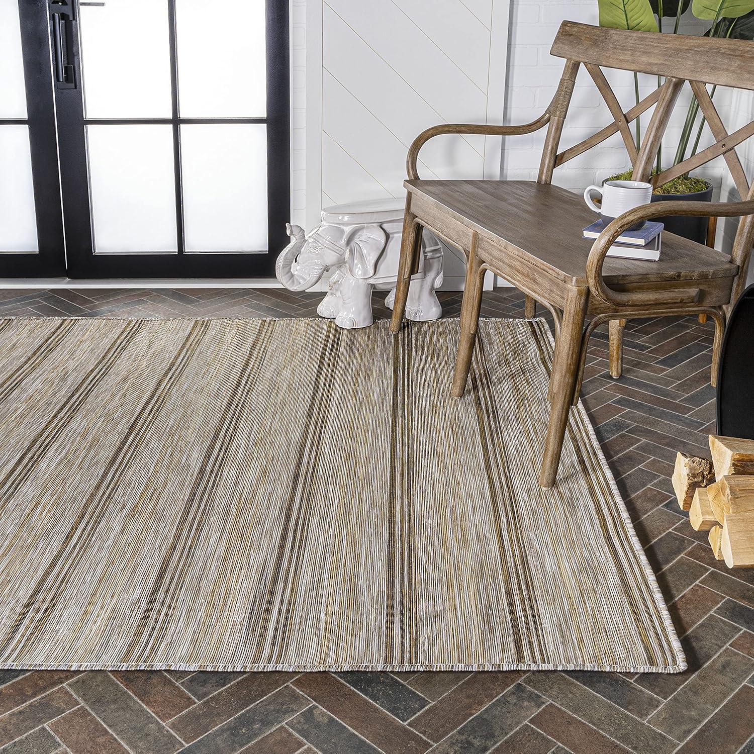 image:imageJONATHAN Y Wide Stripe Indoor Outdoor Round Area Rug 6 Ft BrownNatural Bo Modern Farmhouse for Backyard Patio Porch EasyCleaning High Traffic PetFriendly NonShedding TSN101A6R78 x 10 Rectangular