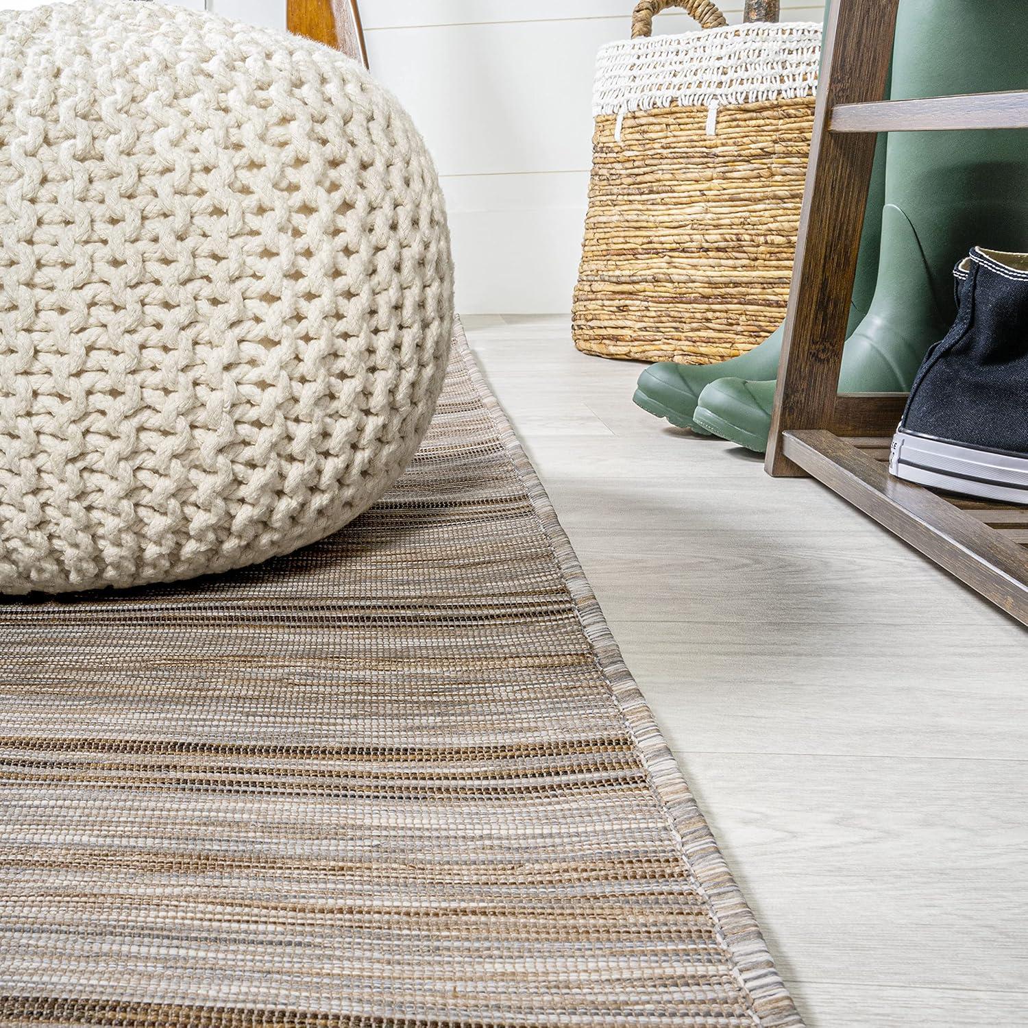image:imageJONATHAN Y Wide Stripe Indoor Outdoor Round Area Rug 6 Ft BrownNatural Bo Modern Farmhouse for Backyard Patio Porch EasyCleaning High Traffic PetFriendly NonShedding TSN101A6R78 x 10 Rectangular