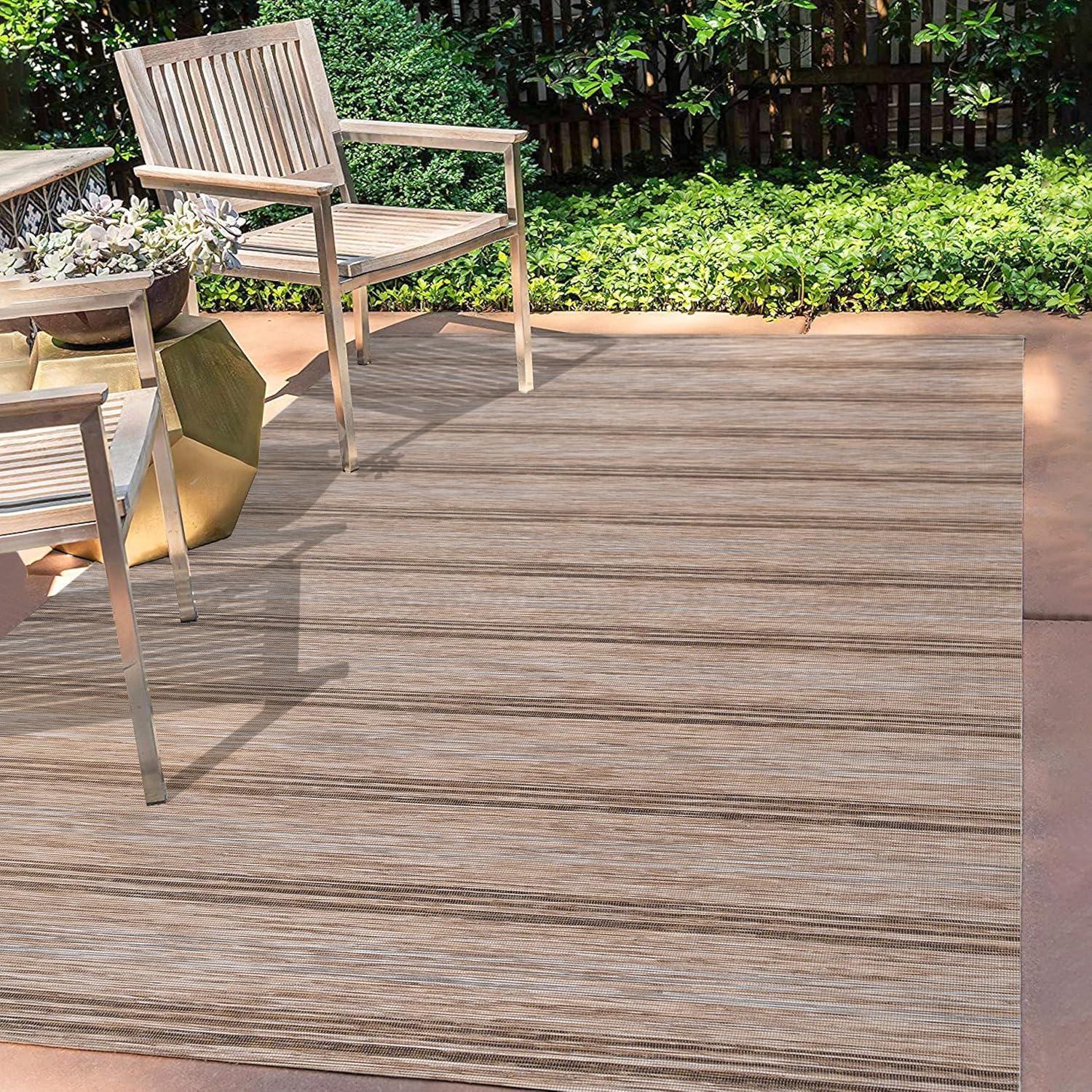 image:imageJONATHAN Y Wide Stripe Indoor Outdoor Round Area Rug 6 Ft BrownNatural Bo Modern Farmhouse for Backyard Patio Porch EasyCleaning High Traffic PetFriendly NonShedding TSN101A6R3 x 5 Rectangular