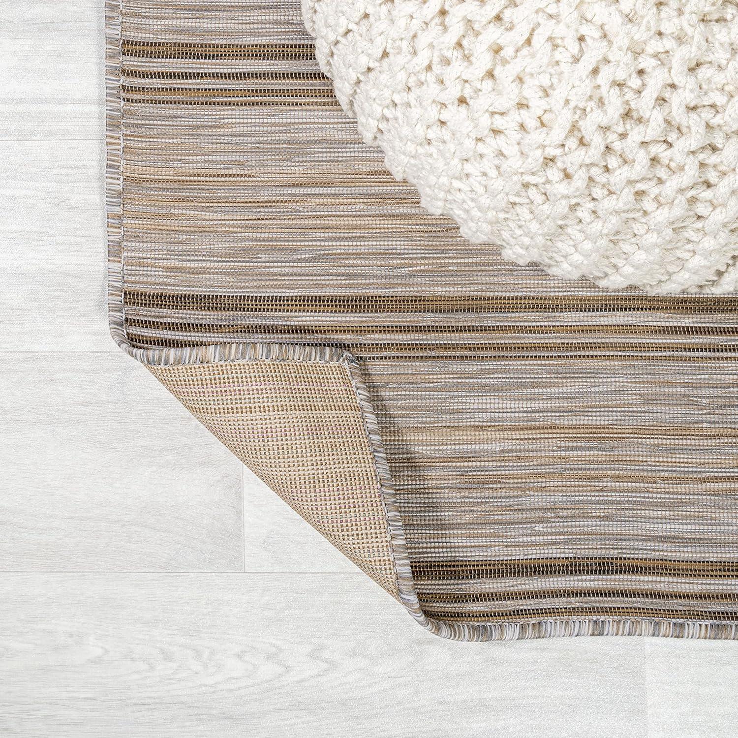 image:imageJONATHAN Y Wide Stripe Indoor Outdoor Round Area Rug 6 Ft BrownNatural Bo Modern Farmhouse for Backyard Patio Porch EasyCleaning High Traffic PetFriendly NonShedding TSN101A6R3 x 5 Rectangular
