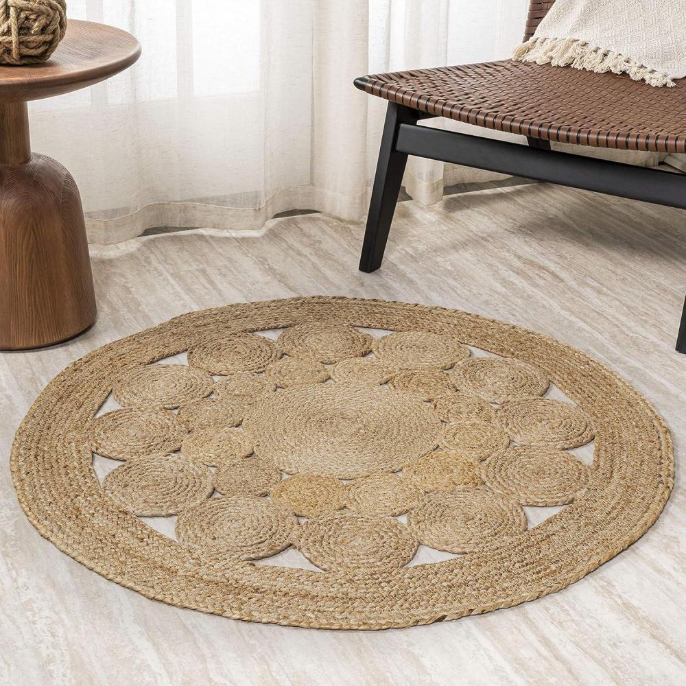 image:imageJONATHAN Y Cassia Jute Boho Circle Natural 5 Round Indoor Area Rug NaturalFibers Geometric EasyCleaning for Living Room Bedroom Kitchen Pet Friendly NonShedding RNF100A5R8 Round