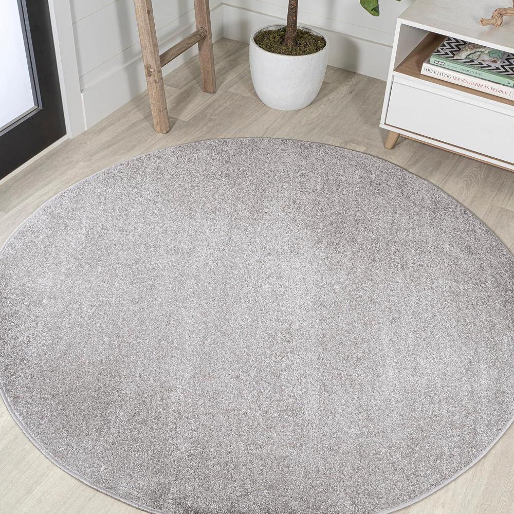 image:imageJONATHAN Y Haze Solid LowPile Light Gray 5 Round Indoor Area Rug CoastalBohemianMinimalistClassic EasyCleaning for Living RoomBedroomKitchenPet FriendlyNonShedding SEU100K5R