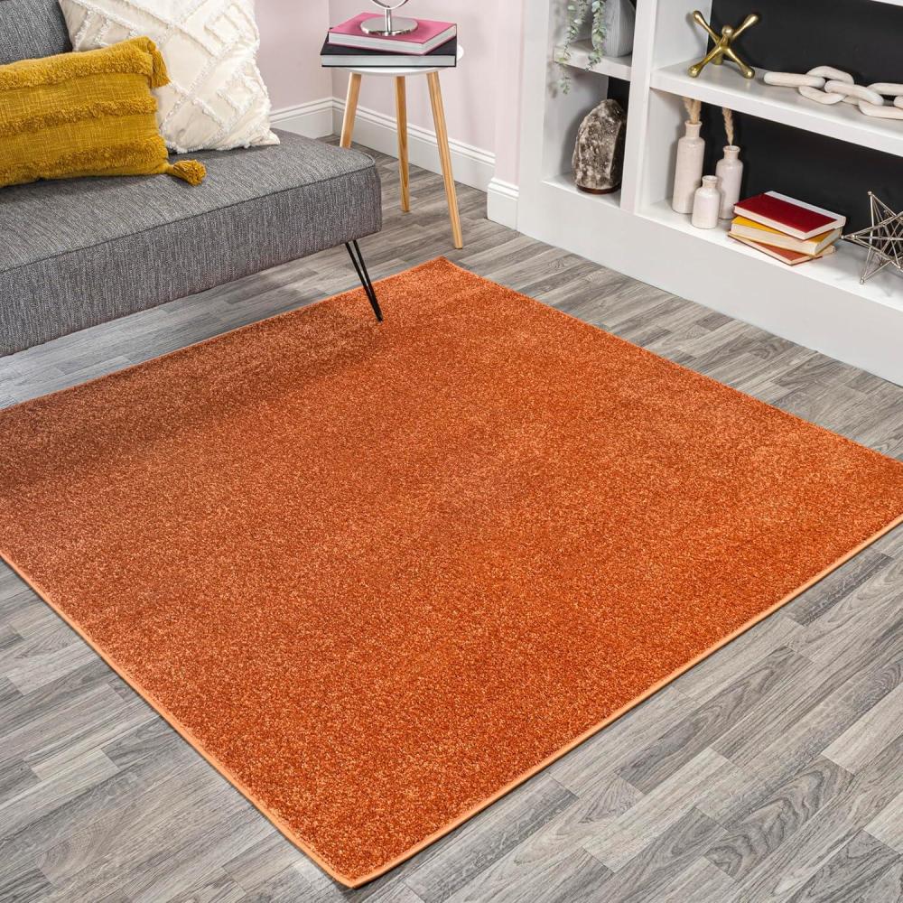 image:imageJONATHAN Y Haze Solid LowPile Orange 5x5 Square Indoor Area Rug CoastalBohemianMinimalistClassic EasyCleaning for Living RoomBedroomKitchenPet FriendlyNonShedding SEU100M5SQ