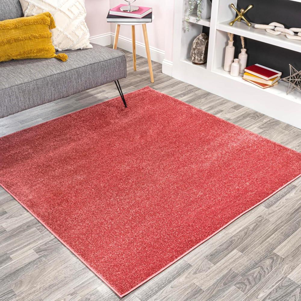 image:imageJONATHAN Y Haze Solid LowPile Red 5x5 Square Indoor Area Rug CoastalBohemianMinimalistClassic EasyCleaning for Living RoomBedroomKitchenPet FriendlyNonShedding SEU100E5SQ