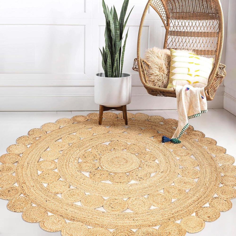 image:imageJONATHAN Y Jute Medallion Circle Natural 5 Round Indoor Area Rug Daisy Hippy Geometric Cottage EasyCleaning for Living Room Bedroom Kitchen Pet Friendly NonShedding RNF114A5R41 Round