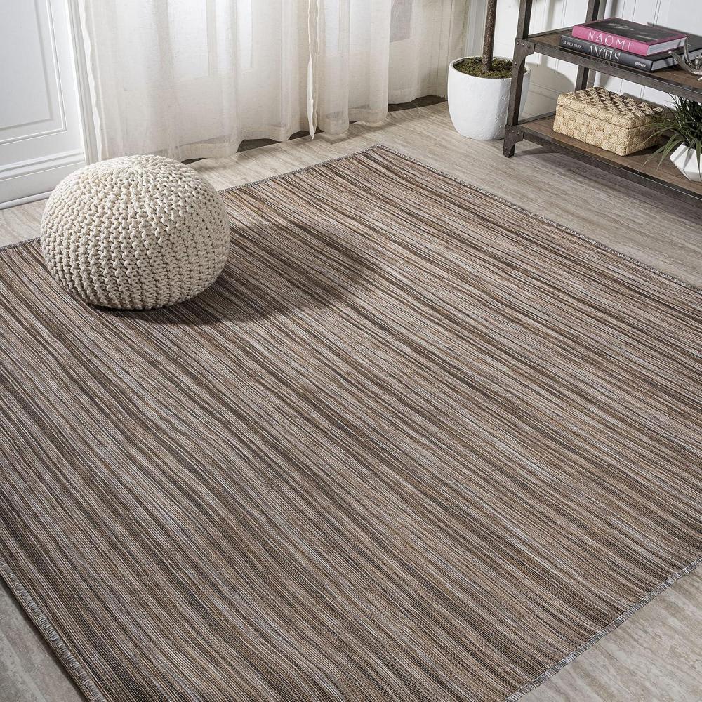 image:imageJONATHAN Y Pinstripe Indoor Outdoor Round Area Rug 6 Ft NaturalBrown Finn Modern Farmhouse for Backyard Patio Porch EasyCleaning High Traffic PetFriendly NonShedding TSN103A6R67 x 67 Square