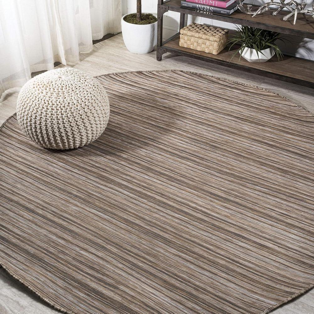 image:imageJONATHAN Y Pinstripe Indoor Outdoor Round Area Rug 6 Ft NaturalBrown Finn Modern Farmhouse for Backyard Patio Porch EasyCleaning High Traffic PetFriendly NonShedding TSN103A6R67 Round