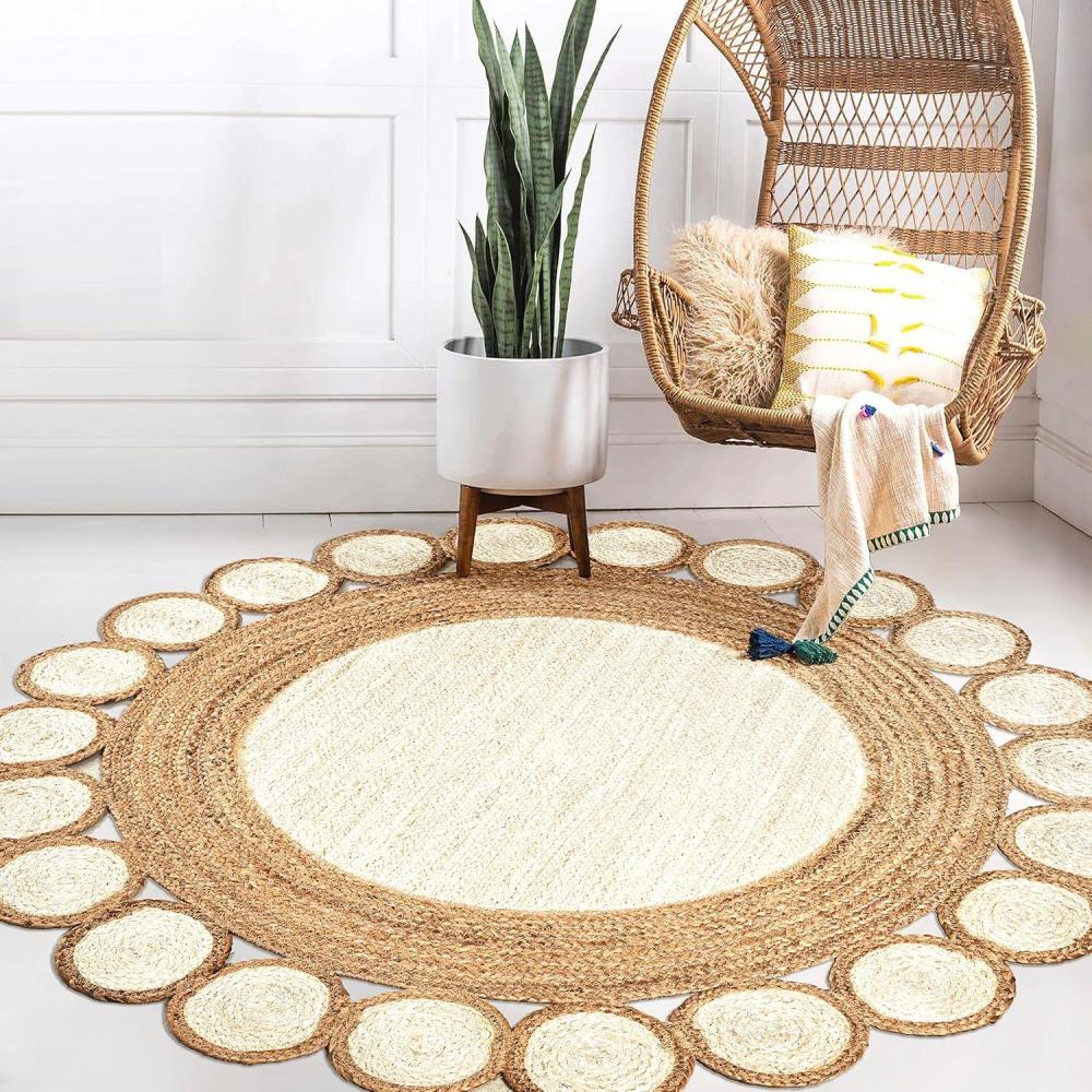 image:imageJONATHAN Y Skye TwoTone Jute Circle CreamNatural 5 Round Indoor Area Rug Geometric Cottage EasyCleaning for Living Room Bedroom Kitchen Pet Friendly NonShedding RNF113A5R61 Round