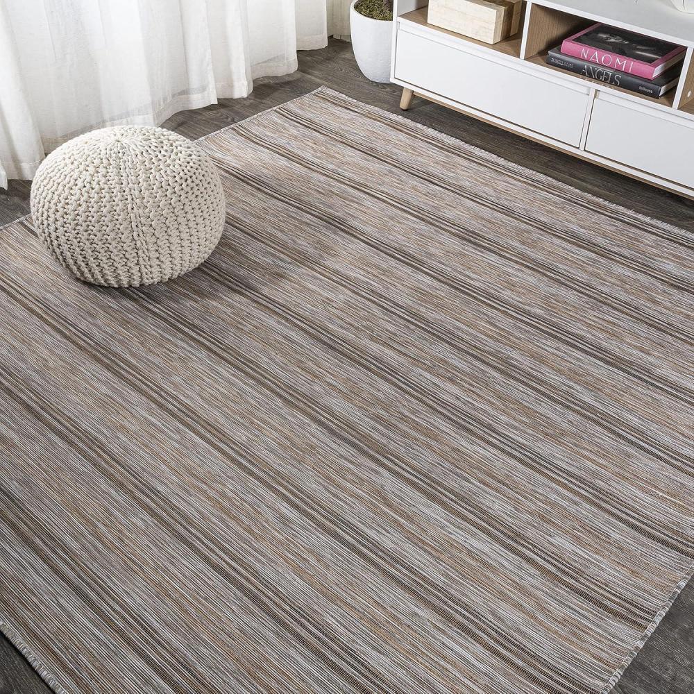 image:imageJONATHAN Y Wide Stripe Indoor Outdoor Round Area Rug 6 Ft BrownNatural Bo Modern Farmhouse for Backyard Patio Porch EasyCleaning High Traffic PetFriendly NonShedding TSN101A6R67 x 67 Square