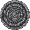 JONATHAN Y Abyss Braided Jute White/Multi 5′ Round Indoor Area Rug, Bohemian, Classic, Coastal, Easy-Cleaning for Living Room, Bedroom, Kitchen, Pet Friendly, Non-Shedding (RNF117B-5R)(Black)