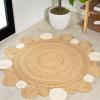 JONATHAN Y Ayana Two-Tone Jute Hippy Circle Natural/Cream 5′ Round Indoor Area Rug, Cottage, Coastal, Easy-Cleaning for Living Room, Bedroom, Kitchen, Pet Friendly, Non-Shedding (RNF107A-5R)(Natural/Cream)