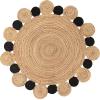 JONATHAN Y Ayana Two-Tone Jute Hippy Circle Natural/Cream 5′ Round Indoor Area Rug, Cottage, Coastal, Easy-Cleaning for Living Room, Bedroom, Kitchen, Pet Friendly, Non-Shedding (RNF107A-5R)(Natural/Black)