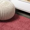 JONATHAN Y Haze Solid Low-Pile Red 5′ Round Indoor Area Rug, Coastal,Bohemian,Minimalist,Classic, Easy-Cleaning for Living Room,Bedroom,Kitchen,Pet Friendly,Non-Shedding (SEU100E-5R)