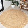 JONATHAN Y Jute Medallion Circle Natural 5′ Round Indoor Area Rug, Daisy Hippy, Geometric, Cottage, Easy-Cleaning for Living Room, Bedroom, Kitchen, Pet Friendly, Non-Shedding (RNF114A-5R)(4’1″ (Round))