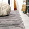 JONATHAN Y Pinstripe Indoor Outdoor Round Area Rug 6 Ft Brown/Natural, Finn Modern Farmhouse for Backyard, Patio, Porch, Easy-Cleaning, High Traffic, Pet-Friendly, Non-Shedding (TSN102B-6R)(Dark Gray/Blue)