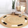 JONATHAN Y Porto Jute Circle Natural/Cream/Black 5′ Round Indoor Area Rug, Cottage, Geometric, Easy-Cleaning for Living Room, Bedroom, Kitchen, Pet Friendly, Non-Shedding (RNF106A-5R)(6’1″ (Round))
